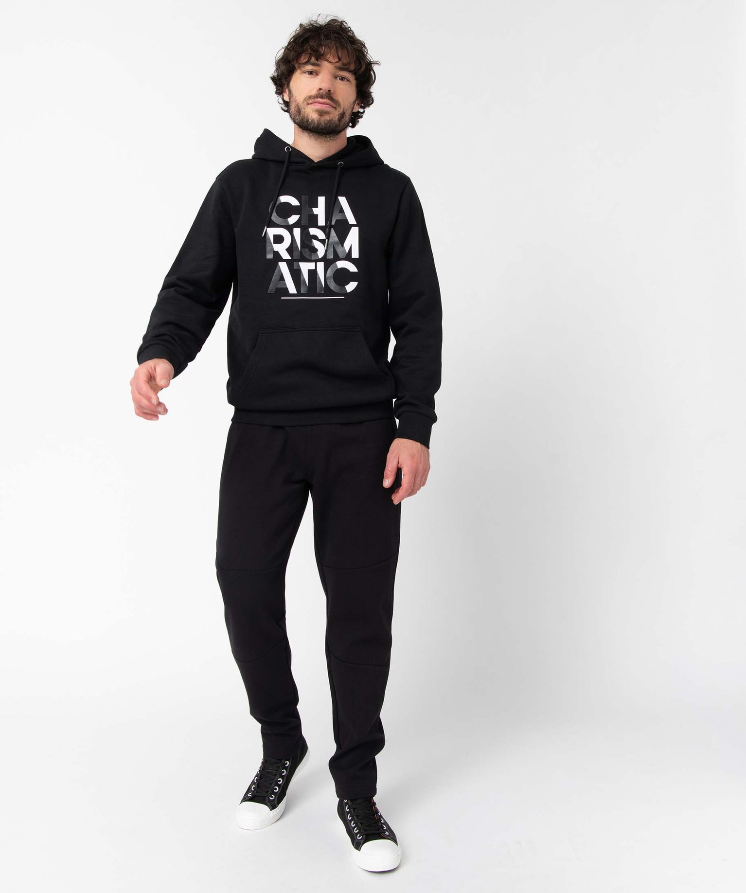 Sweat homme imprimé à capuche noir | GEMO