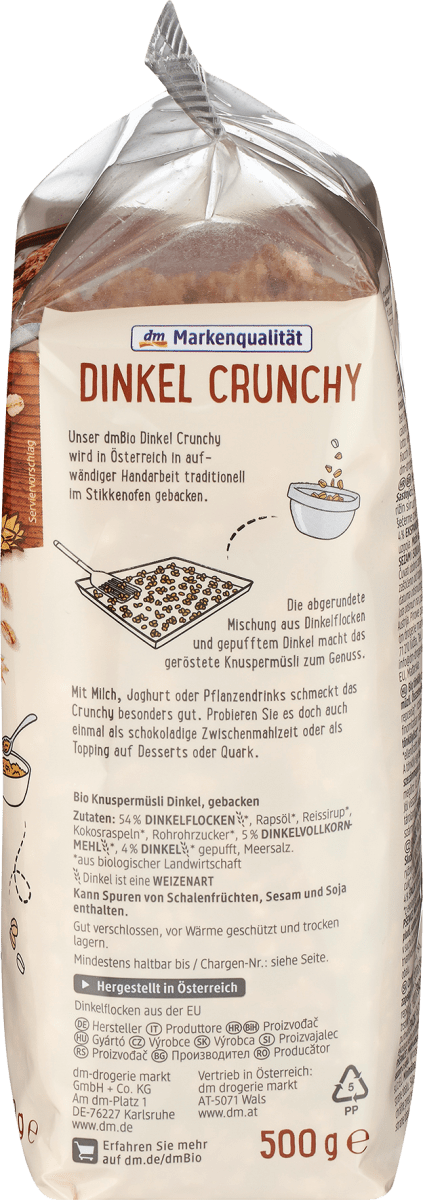 Müsli Crunchy, Dinkel, 500 g