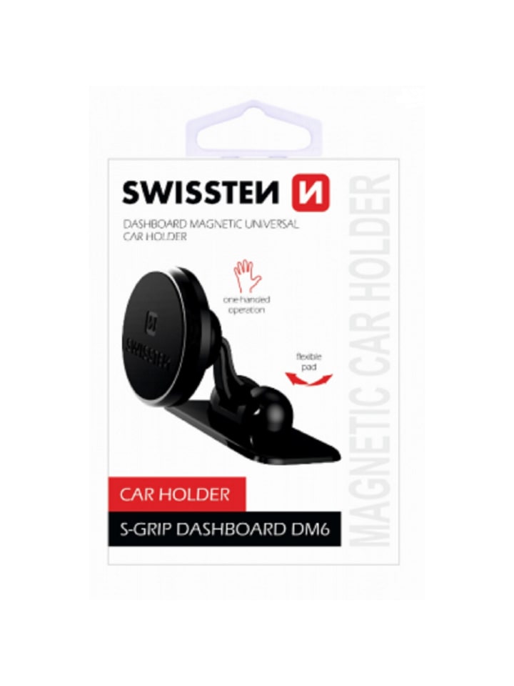 Swissten Universal Auto-Halterung mit 6 Magneten und 3M-Klebeband schwarz in schwarz günstig kaufen 20 cm