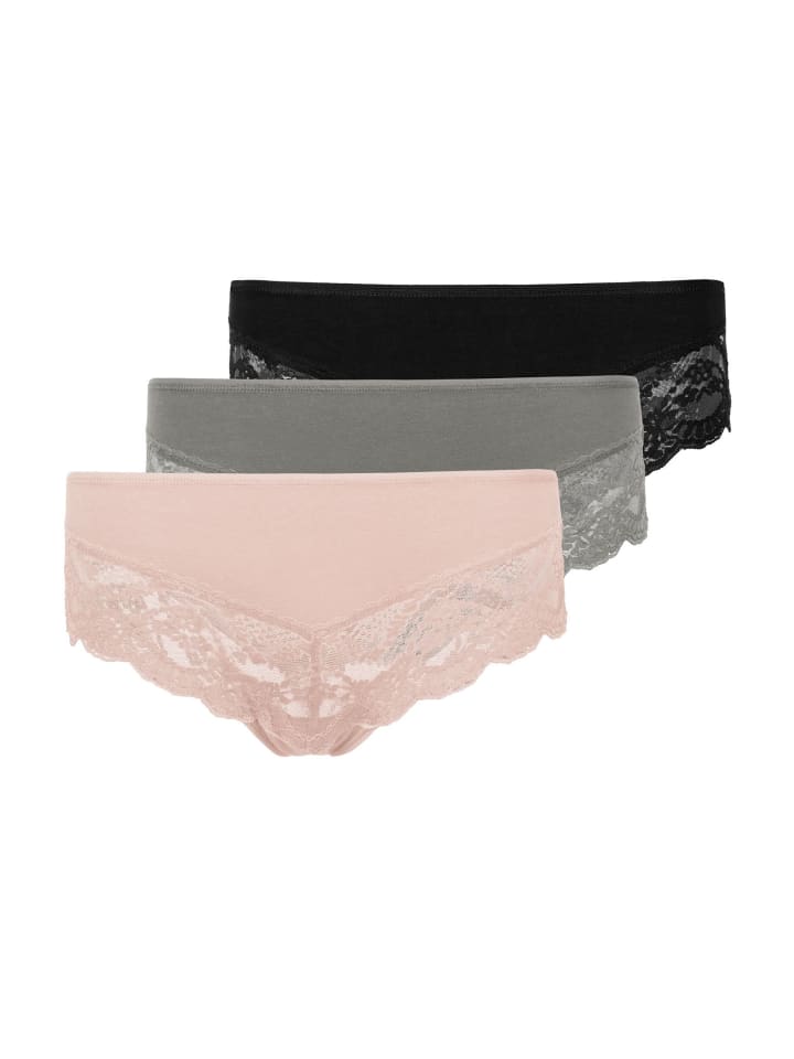 SNOCKS Hipster mit Spitze aus Bio-Baumwolle 3 Stück in Mix (Apricot/Grün/Schwarz) günstig kaufen