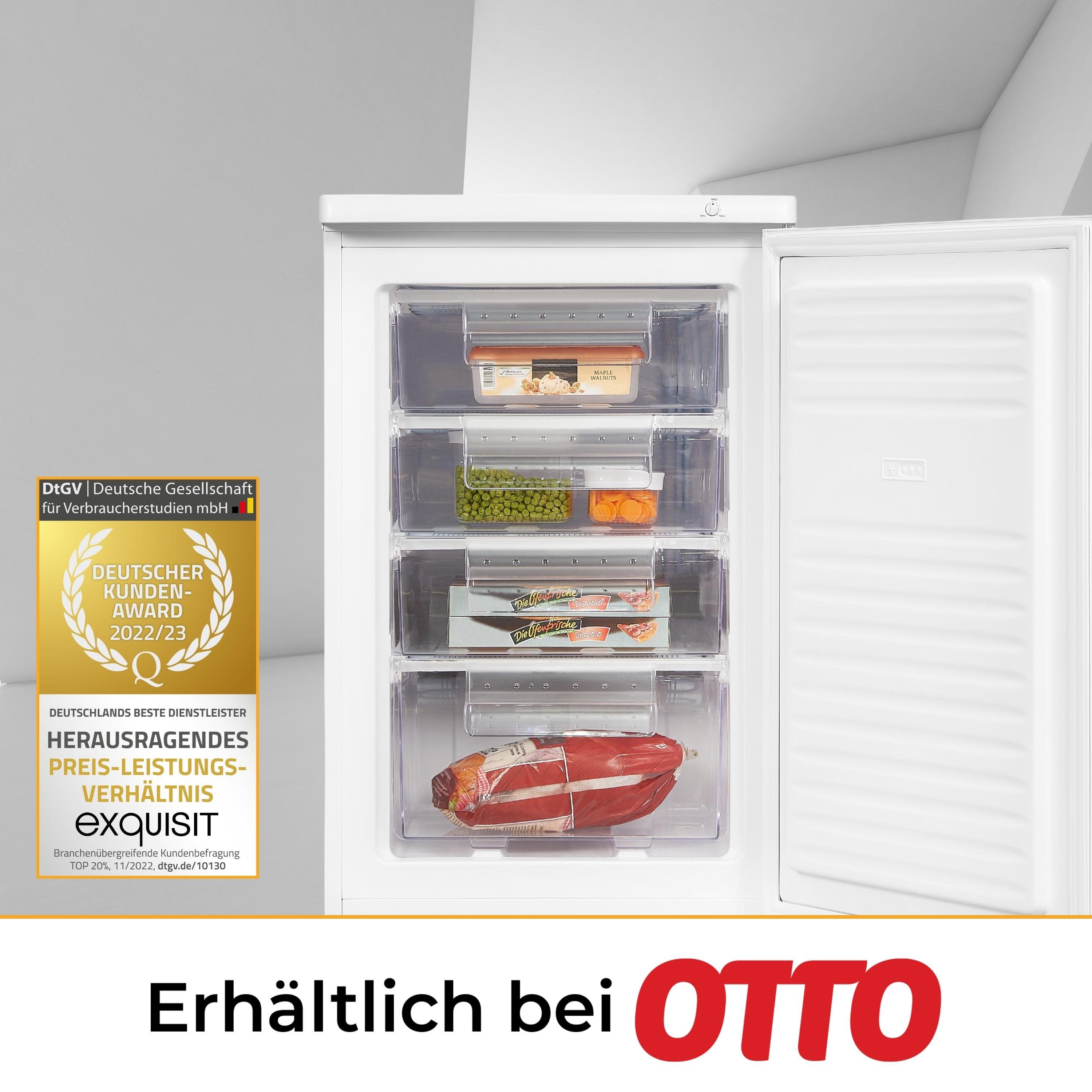 exquisit Gefrierschrank GS512-040E, 85.5 cm hoch, 55 cm breit, kompakt mit 4 Gefrierschubladen