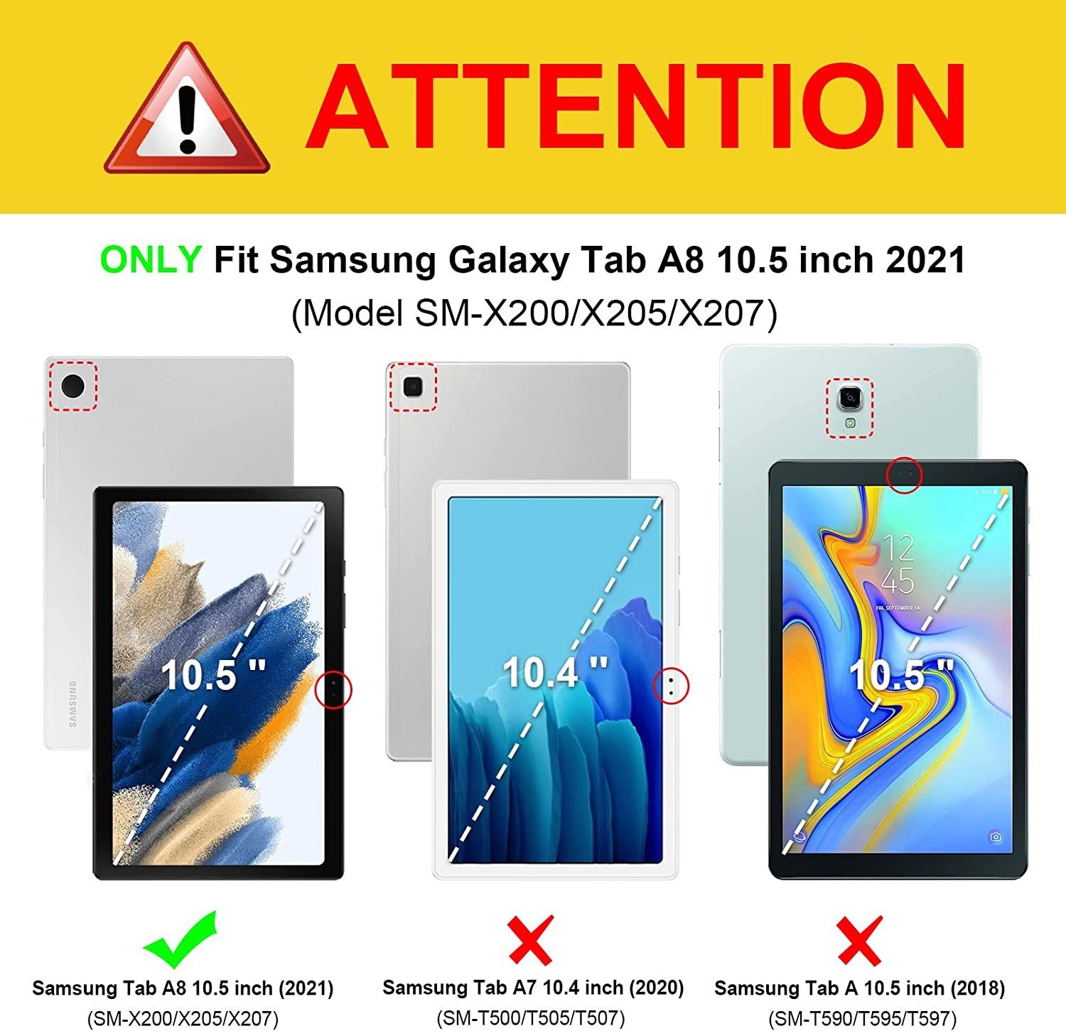 Fintie Tablet-Hülle Hülle für Samsung Galaxy Tab A8 10.5 Zoll 2021 SM-X200/X205/X207 10.5 Zoll, Ultradünn Hülle mit Transparenter Rückseite Cover und Auto Schlaf/Wach