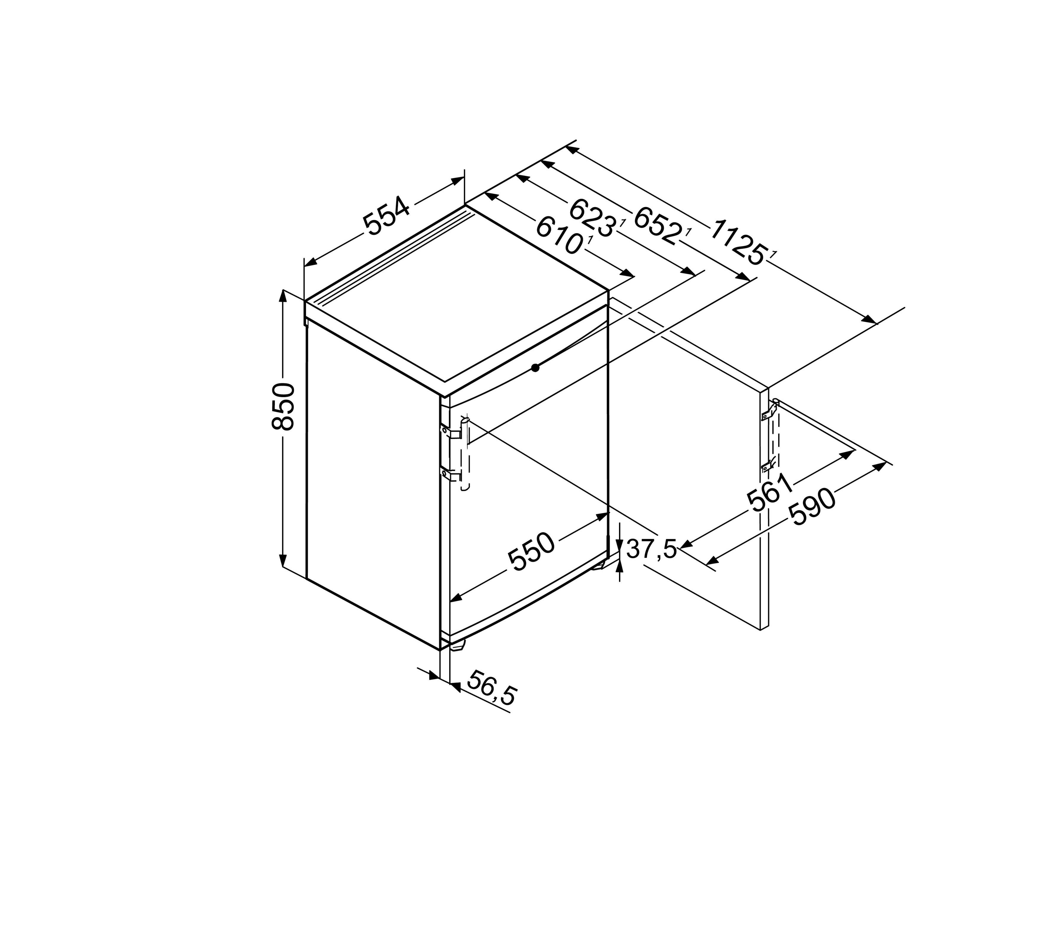 Liebherr Table Top Kühlschrank TP 1444-20, 85 cm hoch, 55,4 cm breit