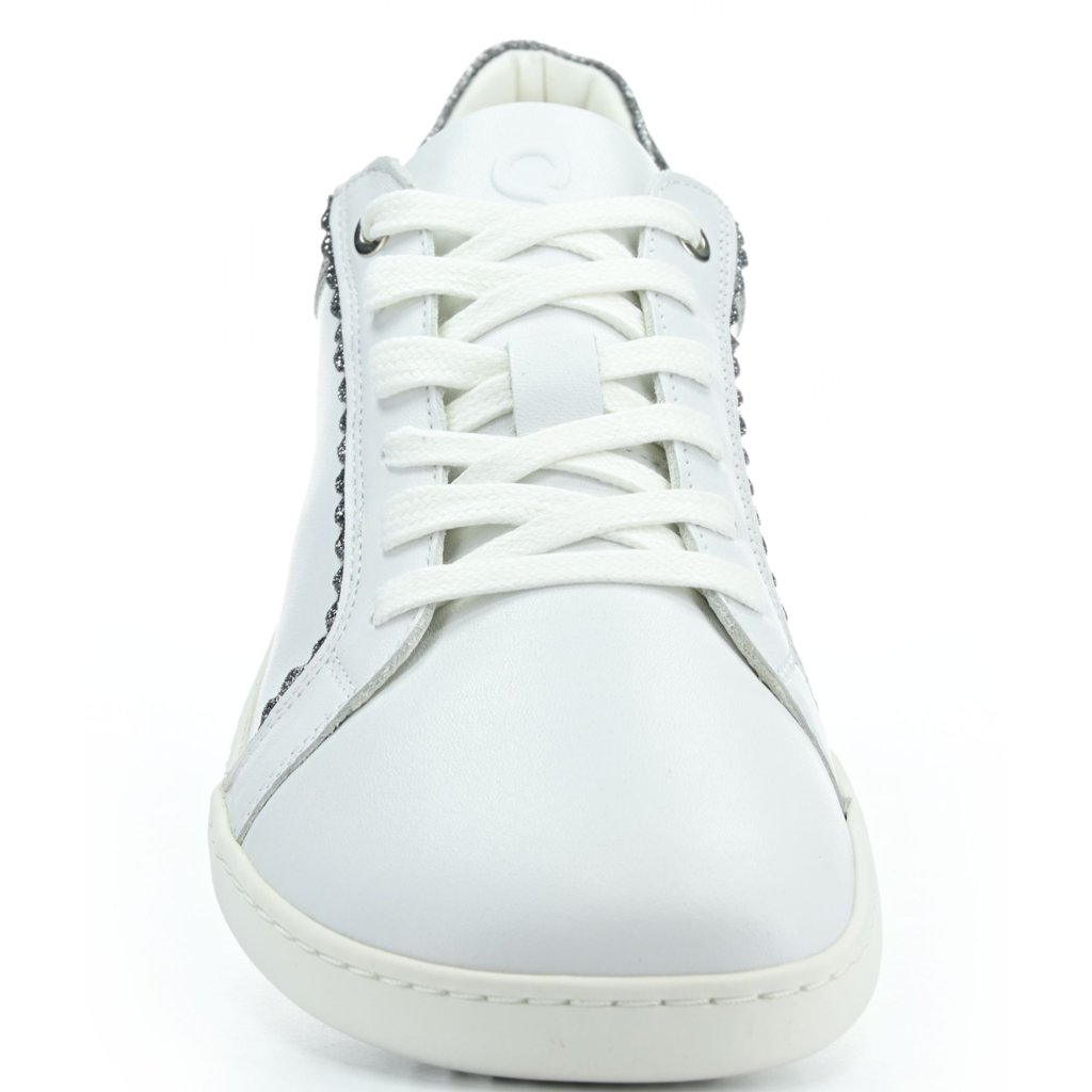 Shapen Feelin Chic White Glitter Leather Barfuß-Halbschuhe