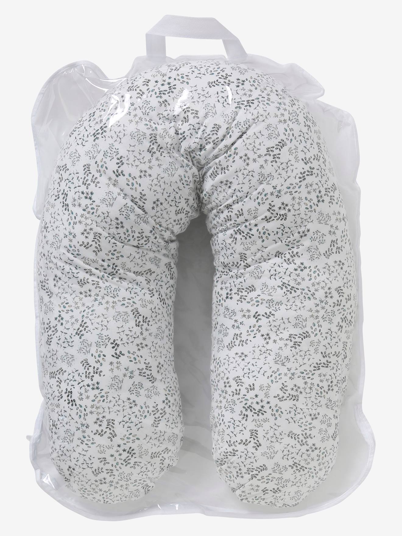 Coussin d'allaitement + housse de protection Bio Collection imprimé fleuri