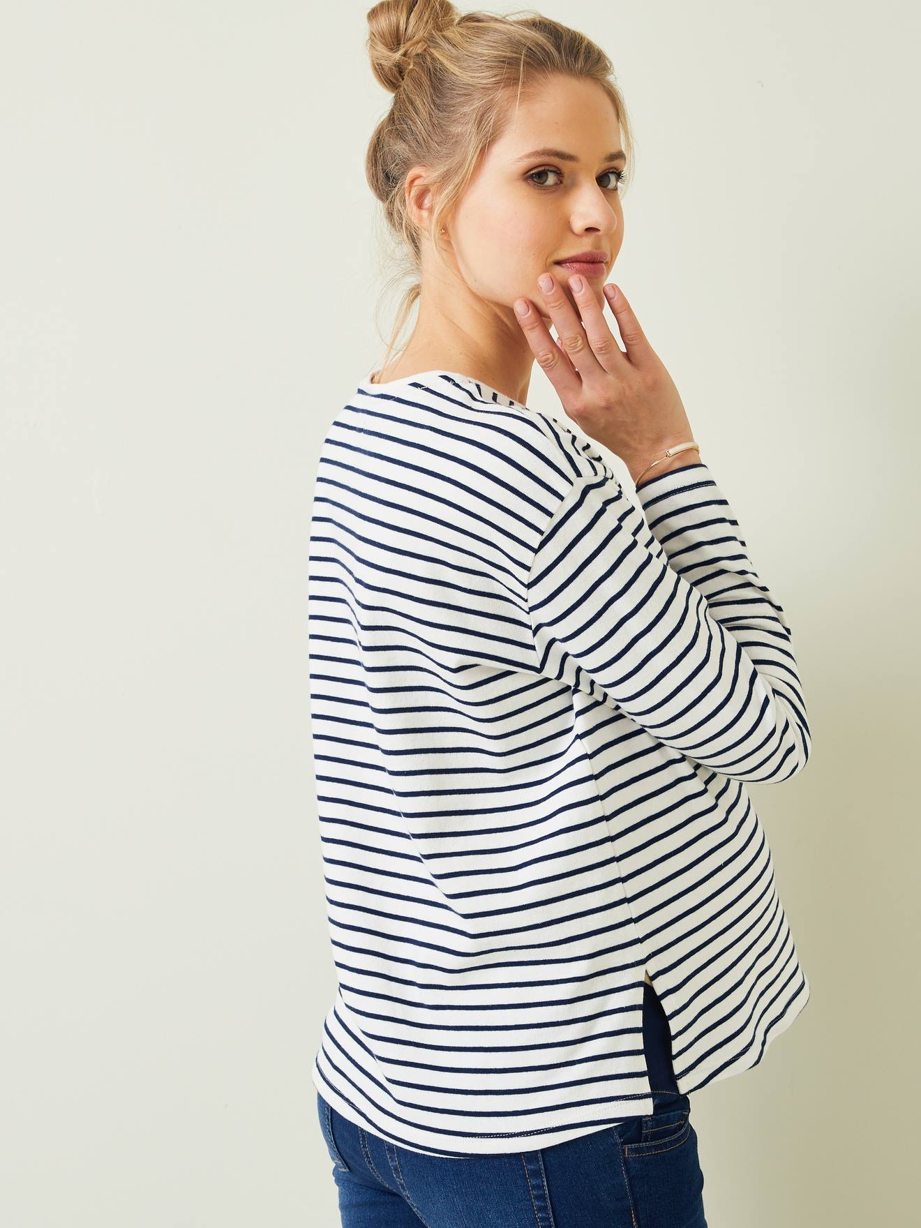 T-shirt marinière à personnaliser raye bleu