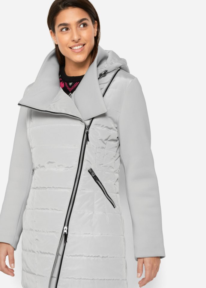 Jacke mit breitem Kragen und Kapuze
