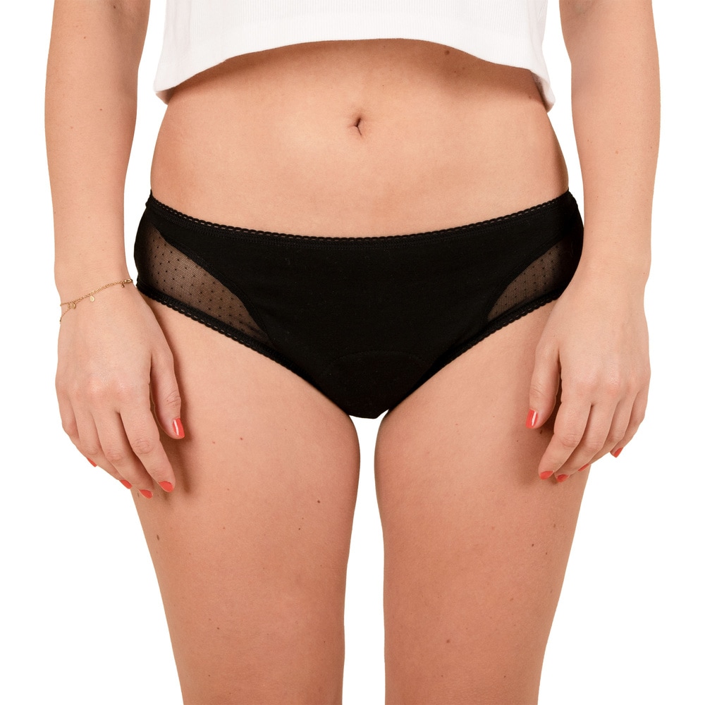 Jho Culotte non-détachable plumetis 12-14 -flux normal - noire Culotte menstruelle
