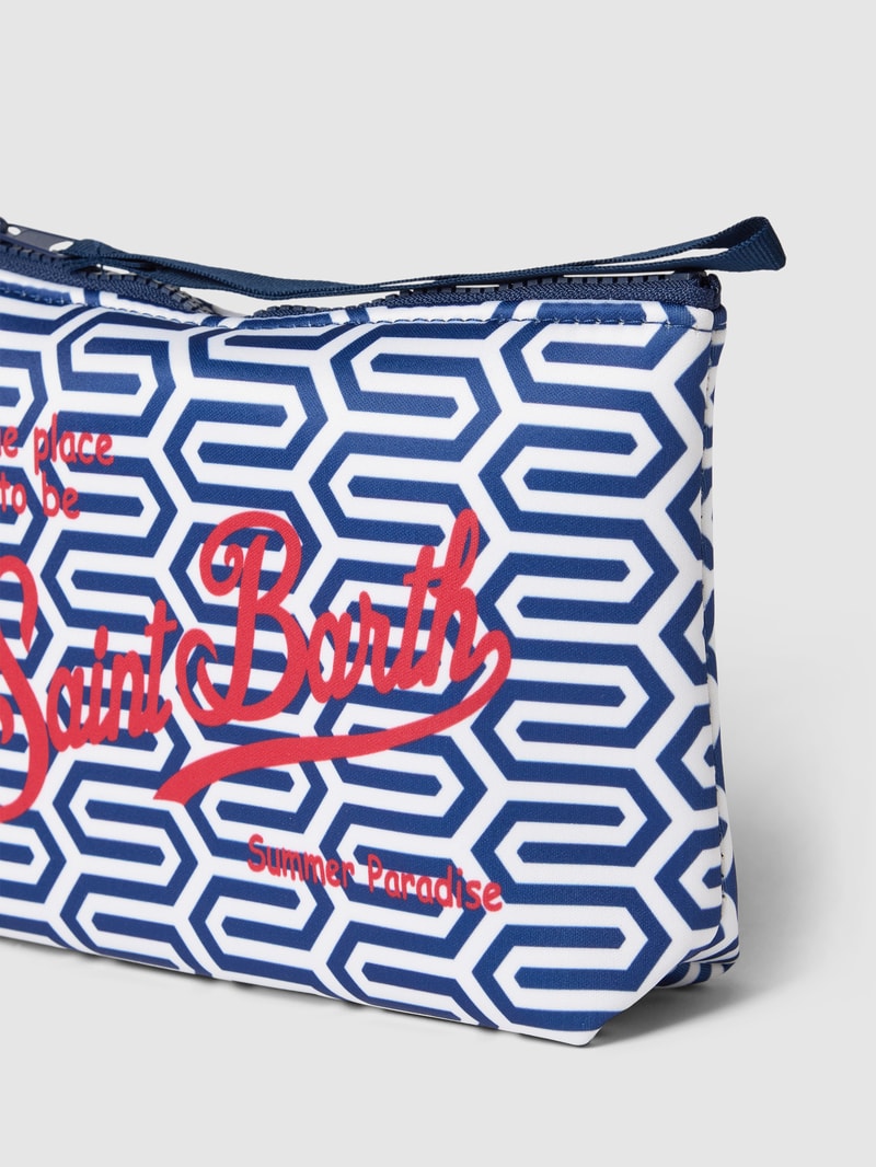 Kulturtasche mit Allover-Muster Modell 'ALINE SPONGE' in marineblau