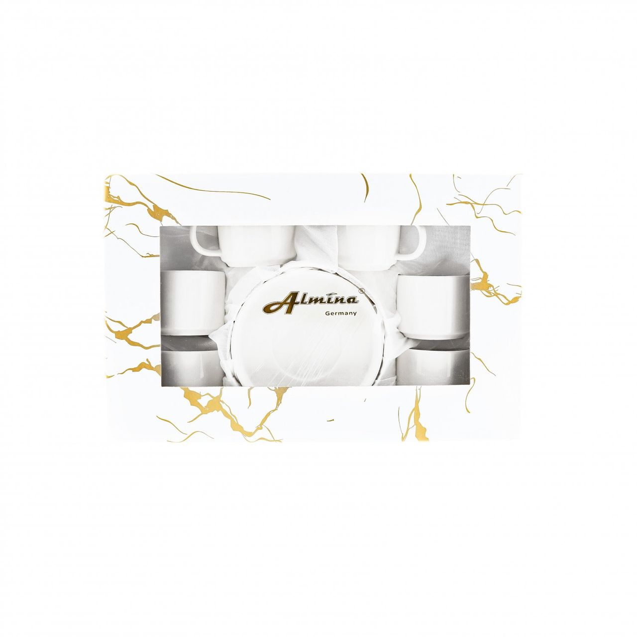 Almina Espressotasse 12 Teiliger Mokkatassen-Set aus Porzellan Mokkaservice 100 ml Gold