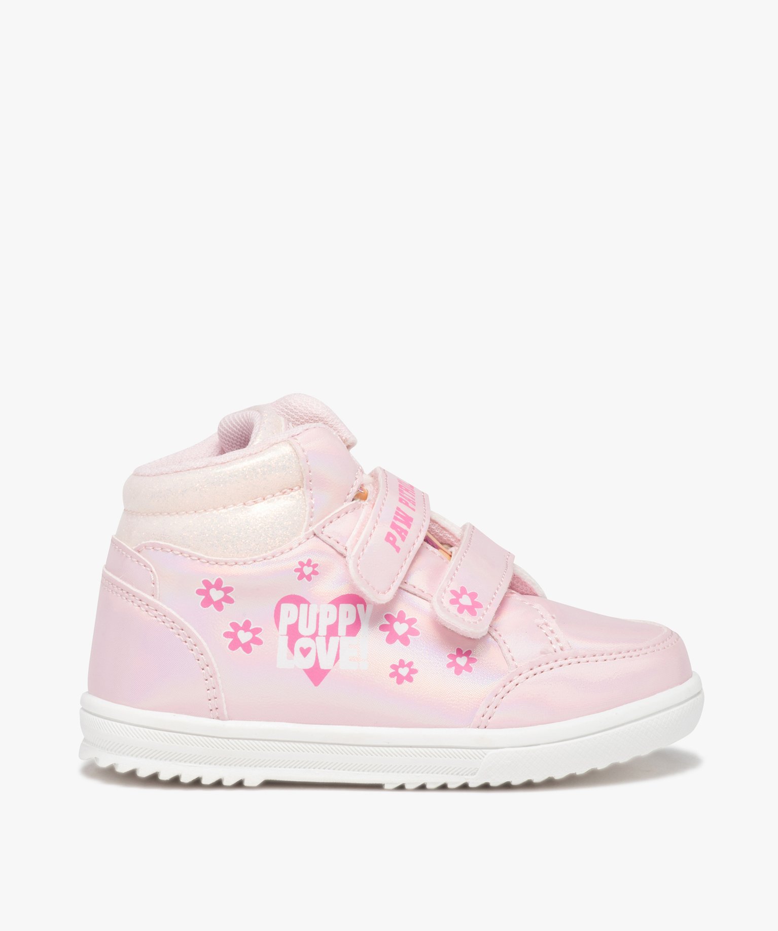 Baskets fille mid-cut irisées à scratch – Pat’ Patrouille rose | GEMO