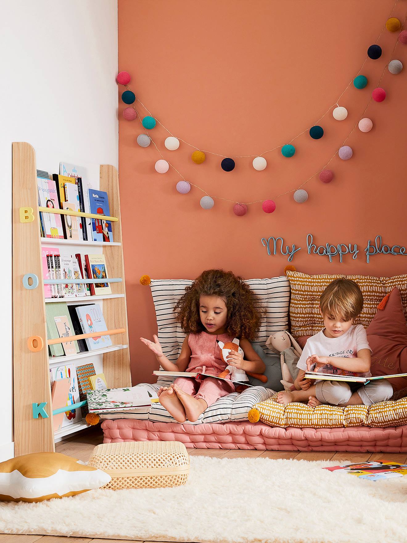Vertbaudet Kinder Bücherregal BOOKS - weiß/natur