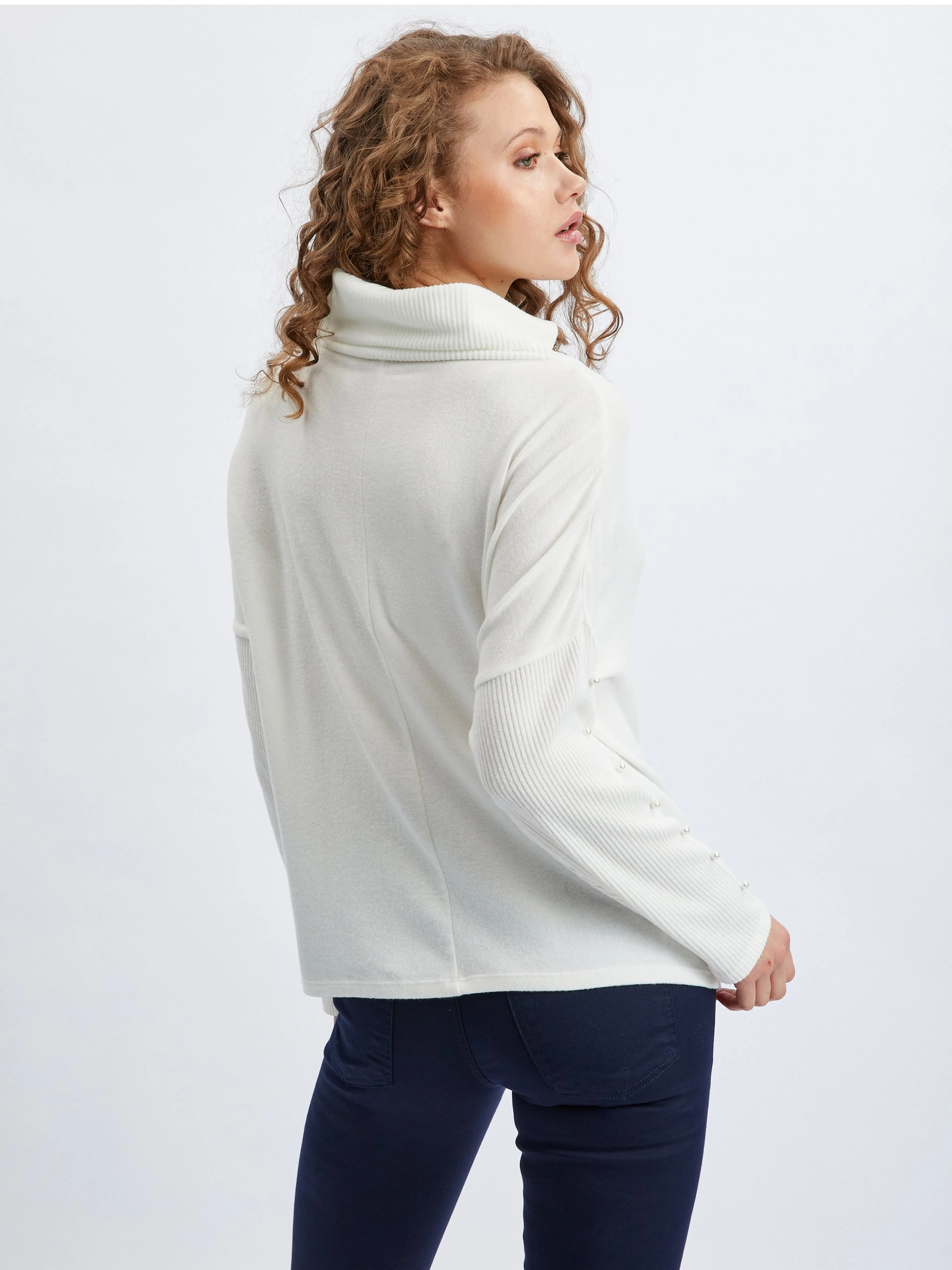 Cremefarbener Damen-Rollkragenpullover ORSAY