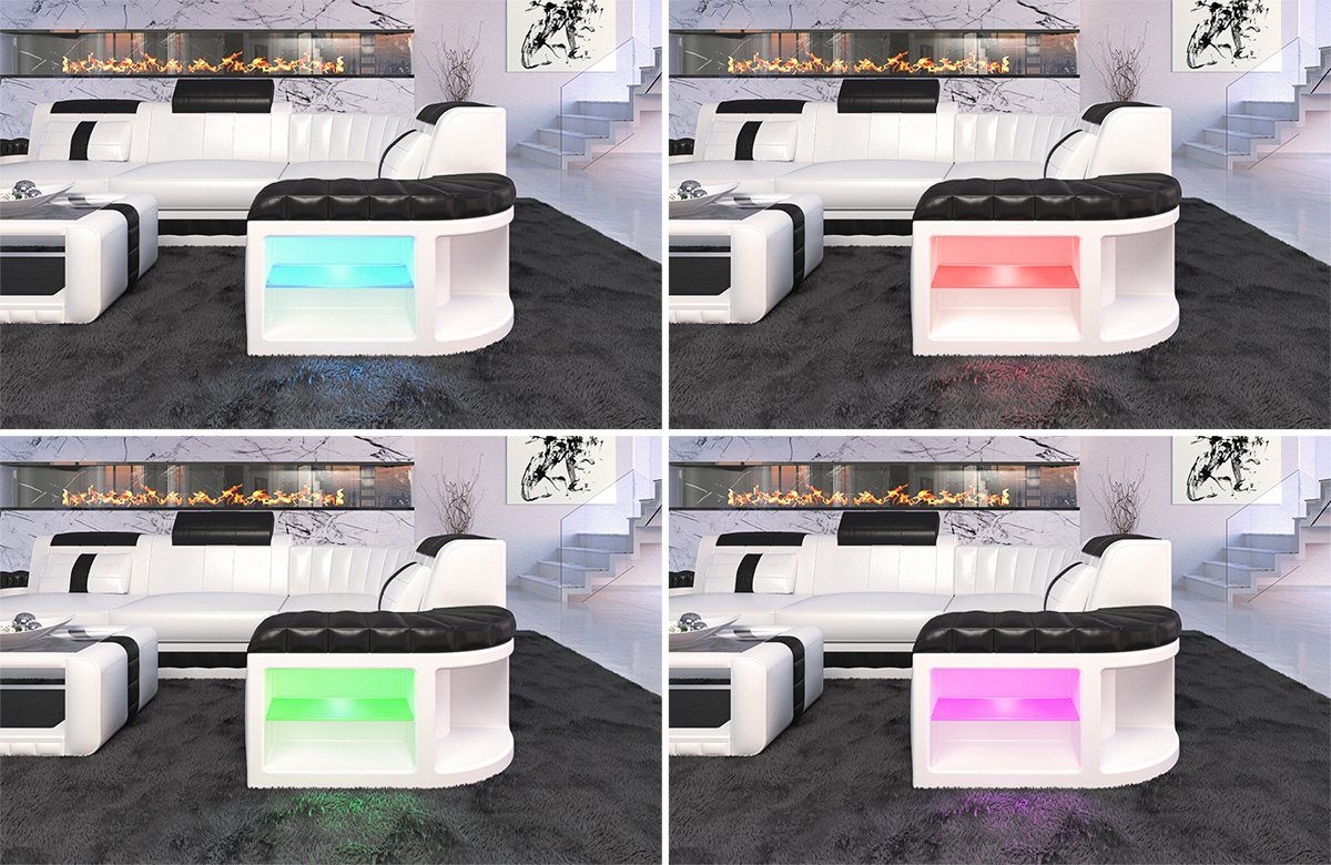 Sofa Dreams Ecksofa Ledercouch Ledersofa Bergamo L Form Leder Sofa, Couch, mit LED, wahlweise mit Bettfunktion als Schlafsofa, Designersofa