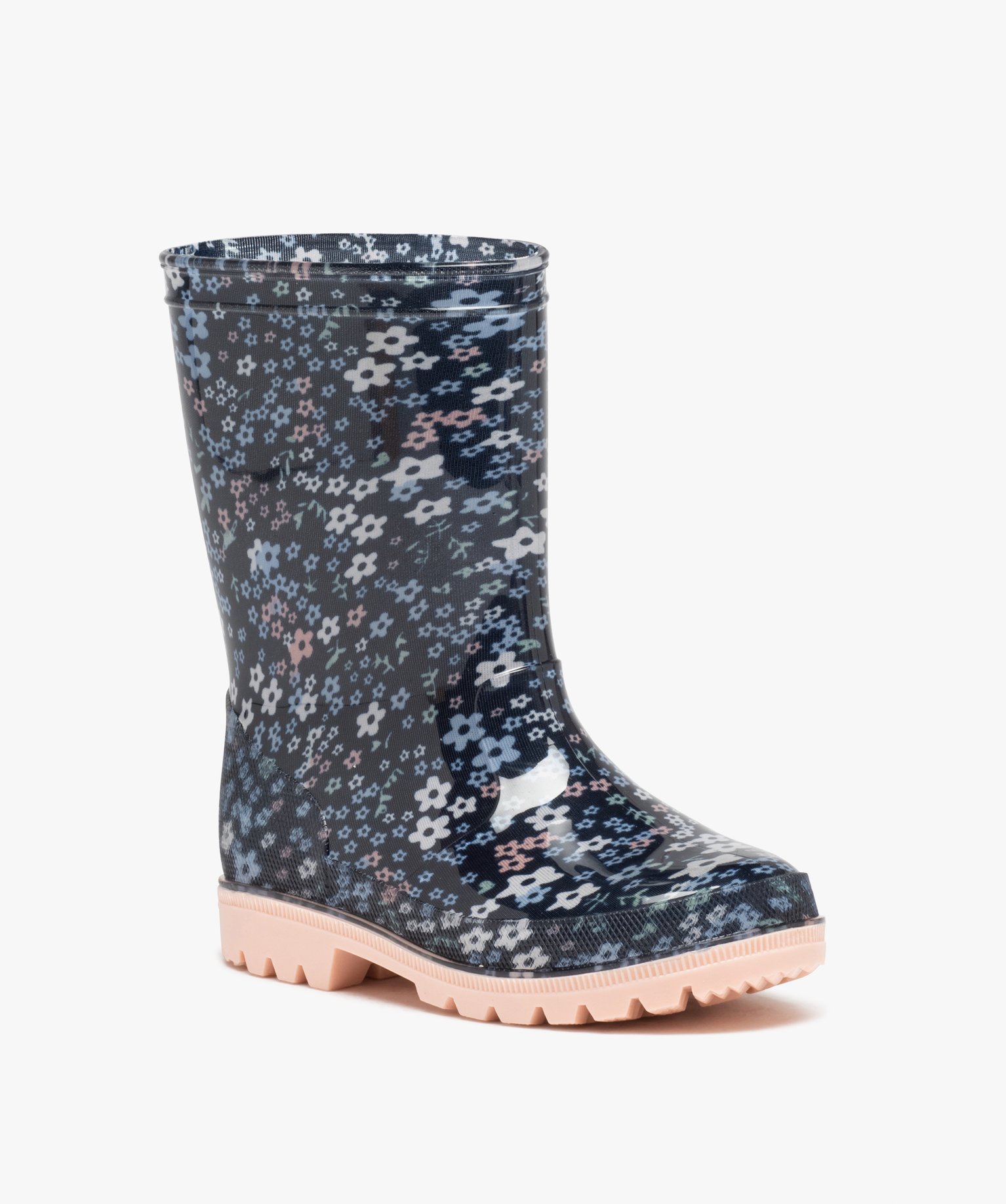 Bottes de pluie fille avec imprimé à fleurs marine | GEMO
