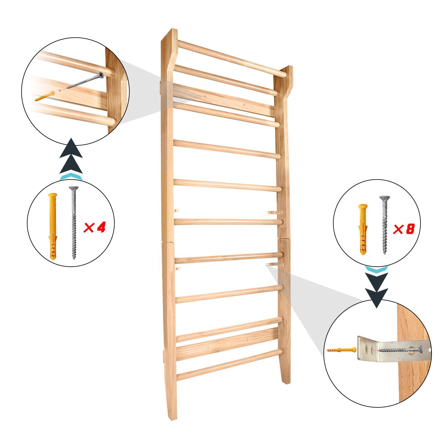CCLIFE Kletter-Trainingsgerät Sprossenwand Kletterwand Turnwand Klettergerüst Turngeräte Holz Kinder