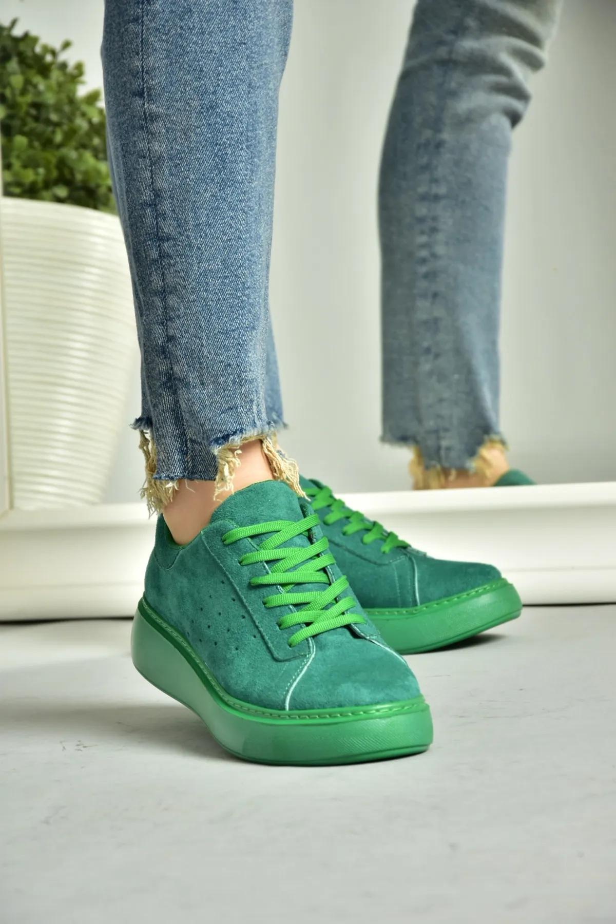 Fox Shoes  P602045002 Grüne Wildleder-Sportschuhe für Damen