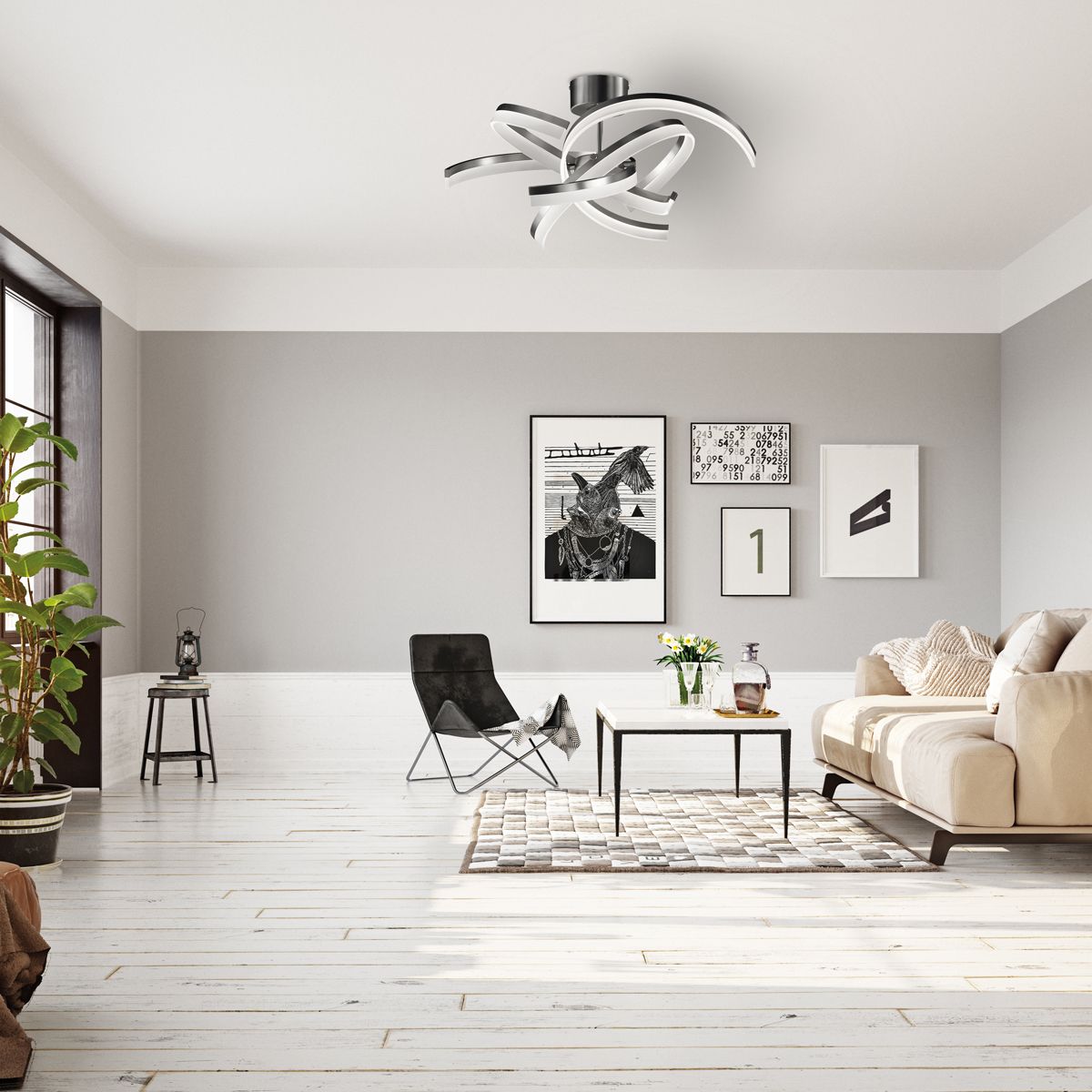 Fischer & Honsel LED Deckenleuchte Sund TW Nickel