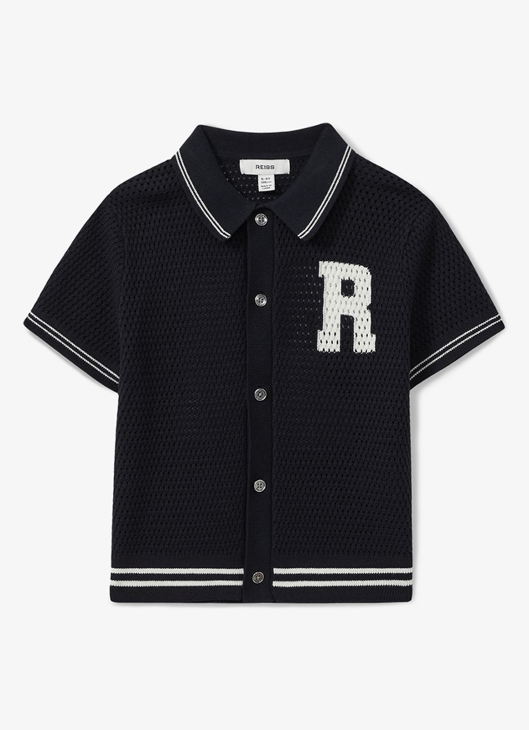 Cămașă Reiss Mikan cu model ajurat și broderie.
