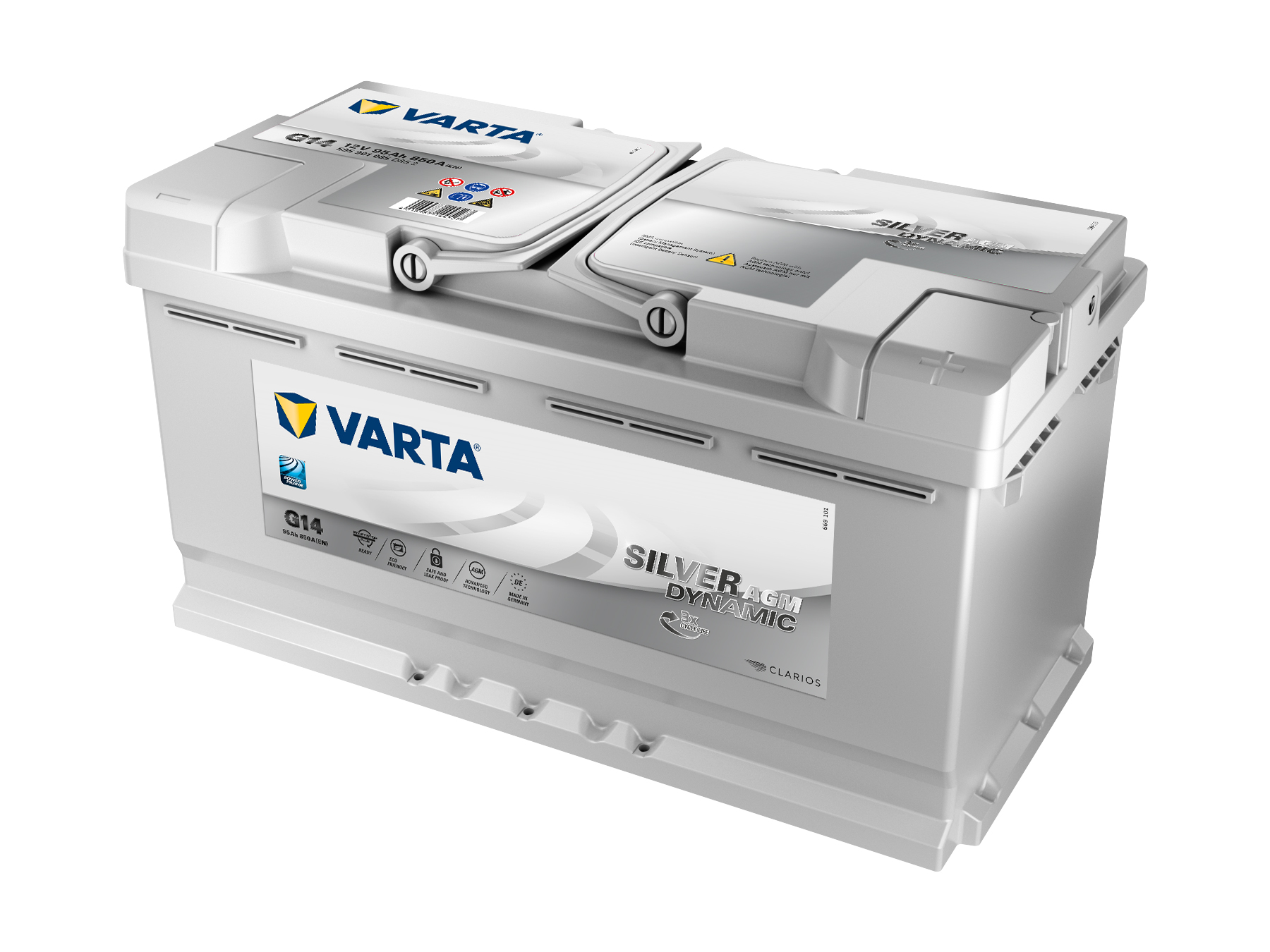 VARTA Silver Dynamic AGM Autobatterie speziell für Start-Stop-Technologie, G14, 595 901 085, 95 Ah, 850 A - ATU