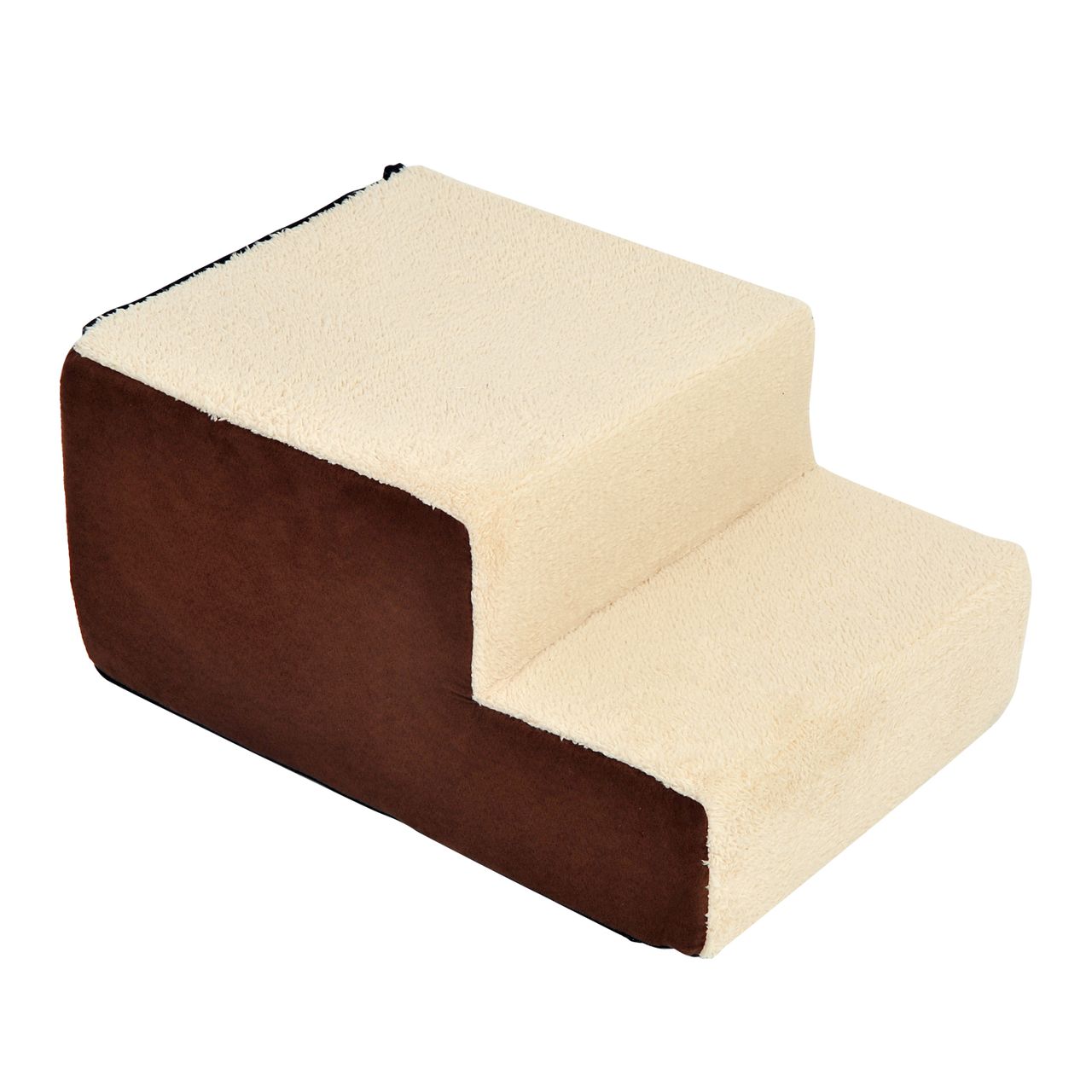 PawHut Hundetreppe Katzentreppe Einstiegshilfe 3 Stufen Haustier Plüsch Beige