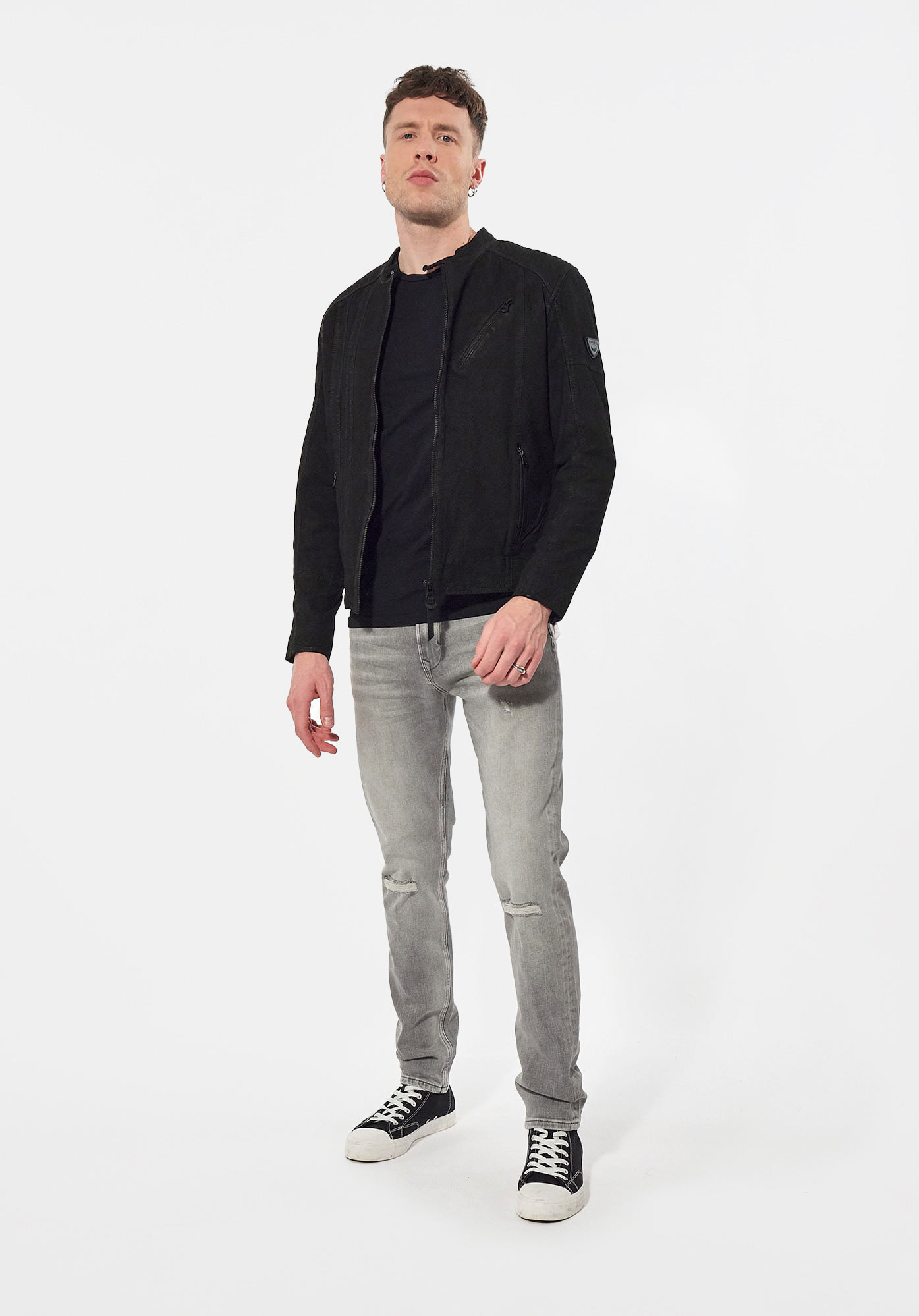 KROMA  Veste en cuir suédé noir Homme