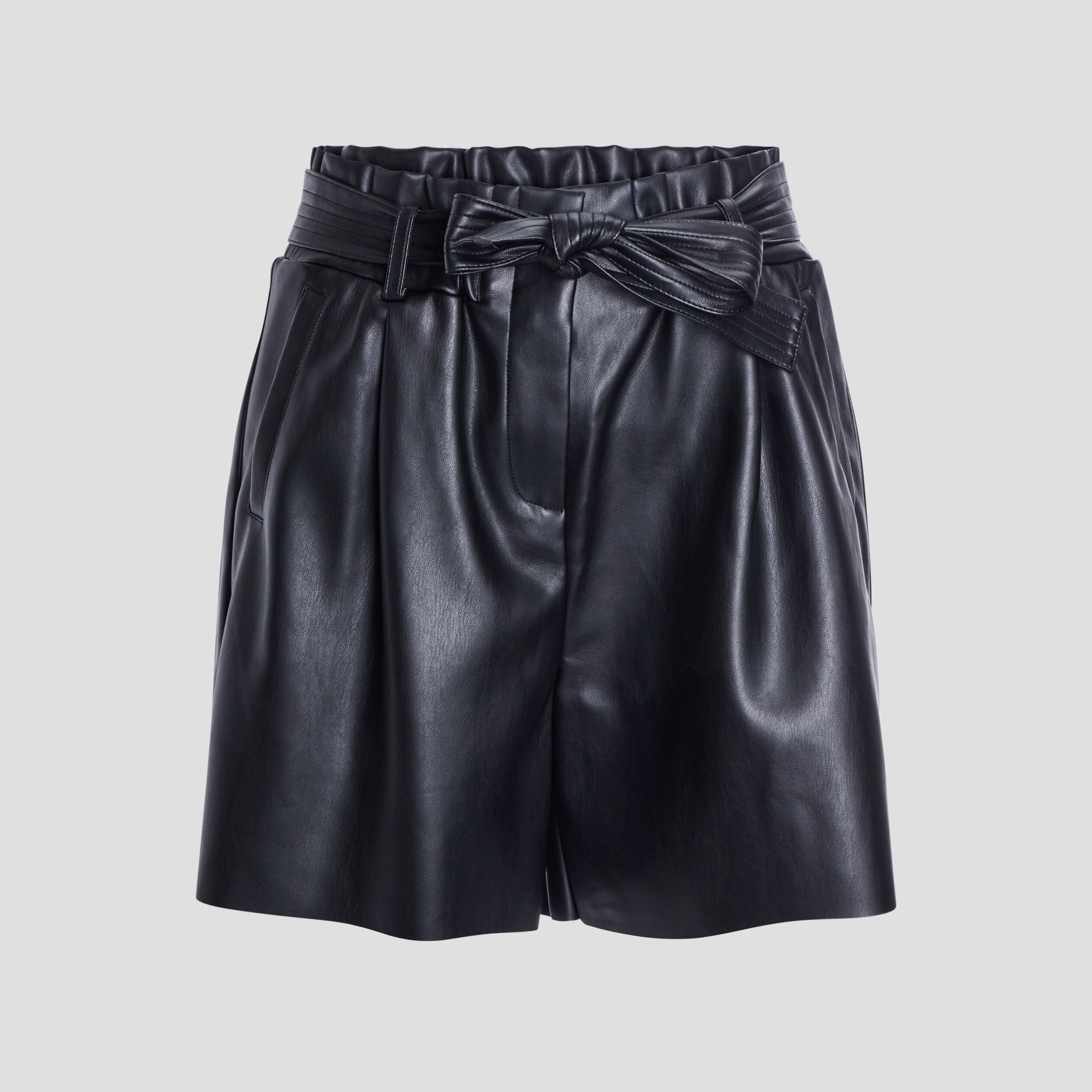 Short simili cuir paperbag noir femme | La Halle
