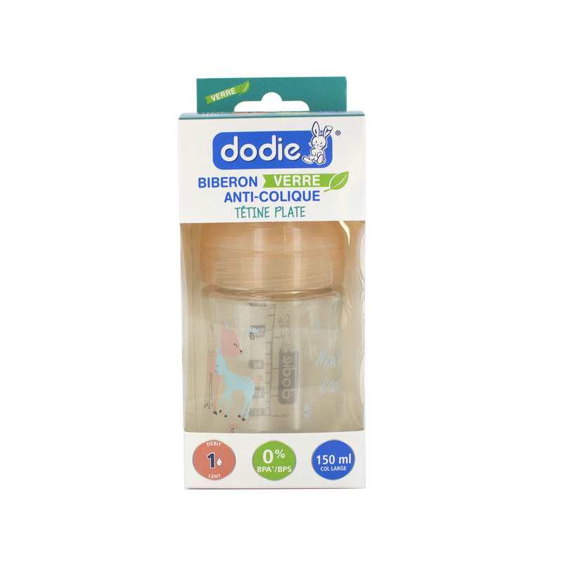 Biberon en verre 0-6 mois 150 ml anti colique Biche Dodie