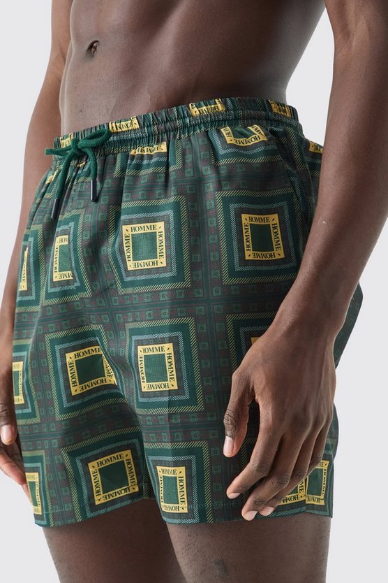 Mittellange Badehose mit Print