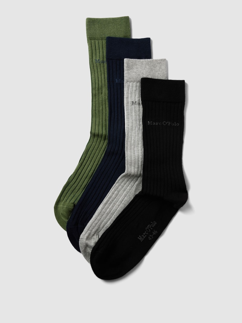 Socken mit Label-Detail im 4er-Pack Modell 'MARC' in mittelgrau meliert