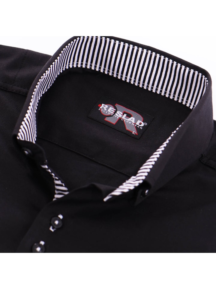 RESLAD Hemd Kurzarmhemd Elegant in schwarz günstig kaufen