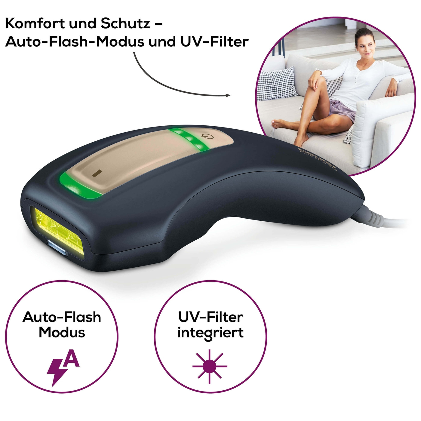 Beurer dauerhafte Haarentfernung IPL Pure Skin Pro Black-Dauerhafte Haarentfernung mit dem handlichen IPL-Kompaktgerät