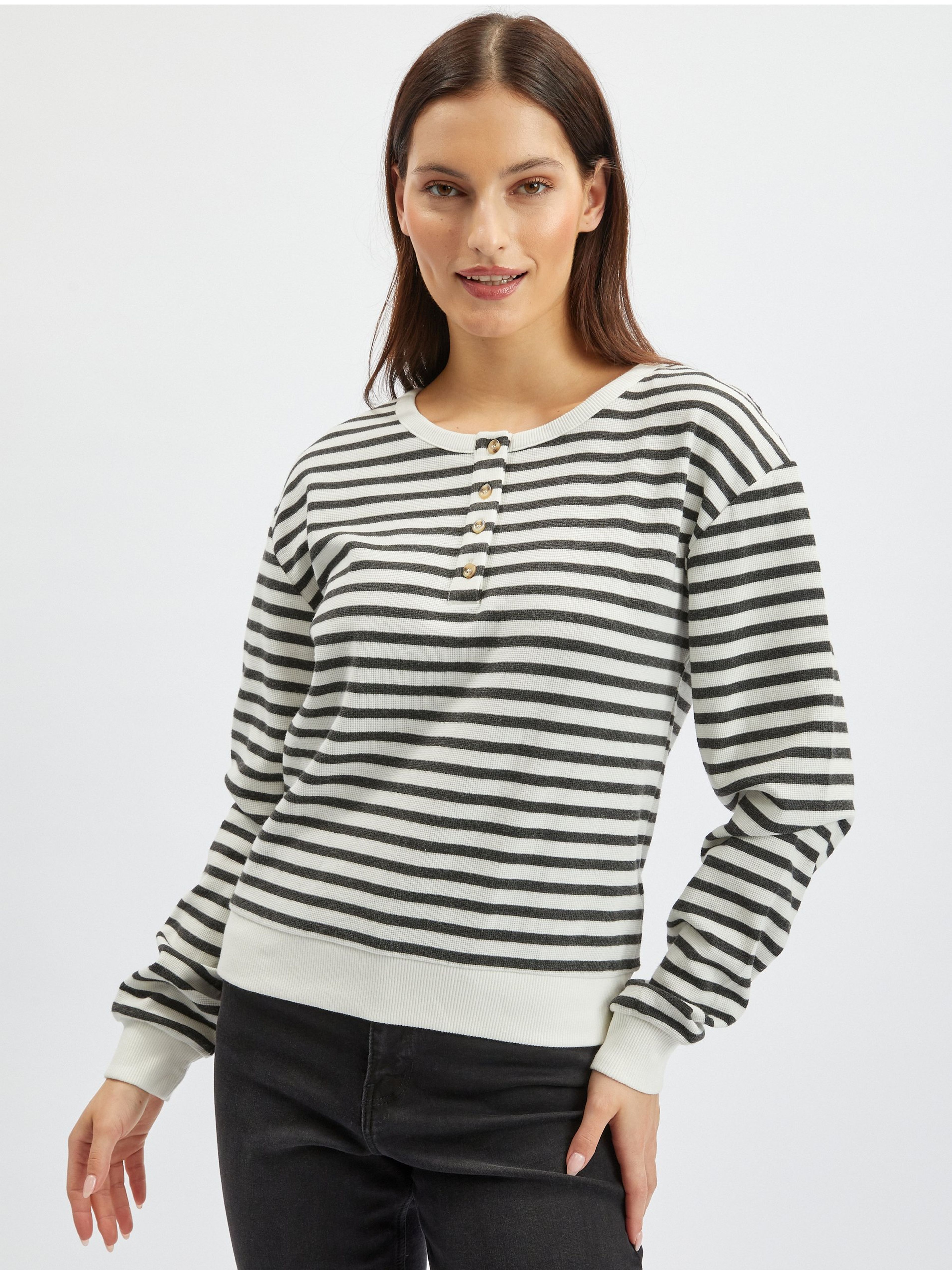 Schwarz-weiß gestreiftes Damen-Sweatshirt ORSAY