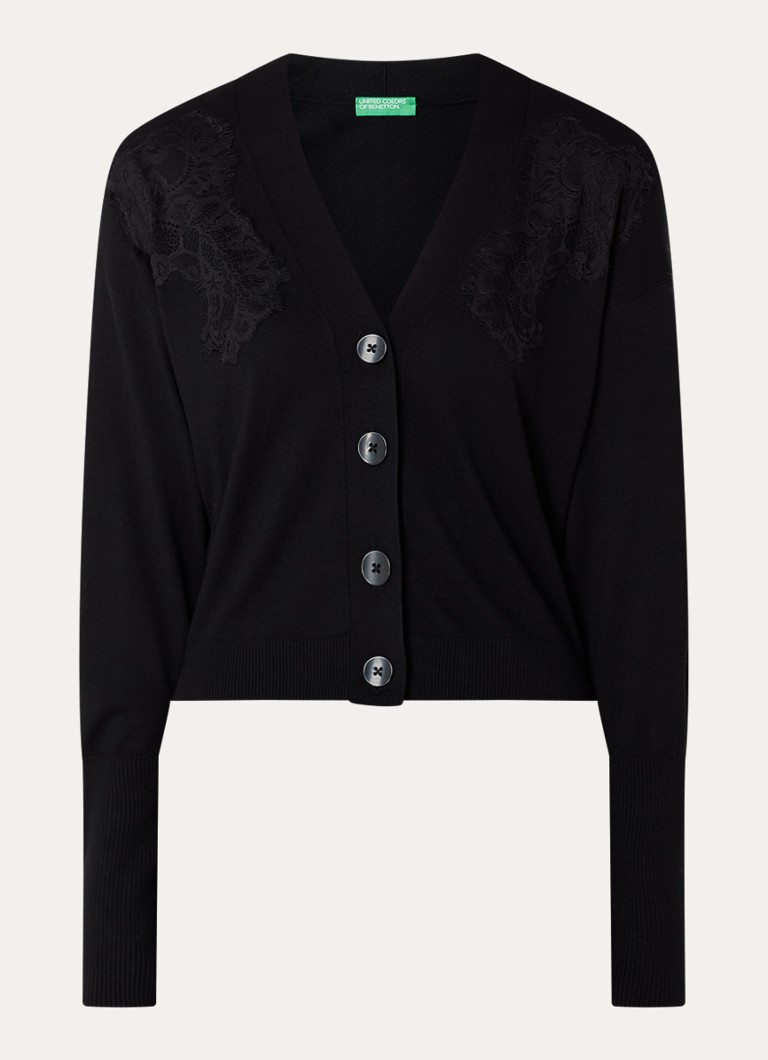 Gilet Benetton en maille fine avec détails en dentelle