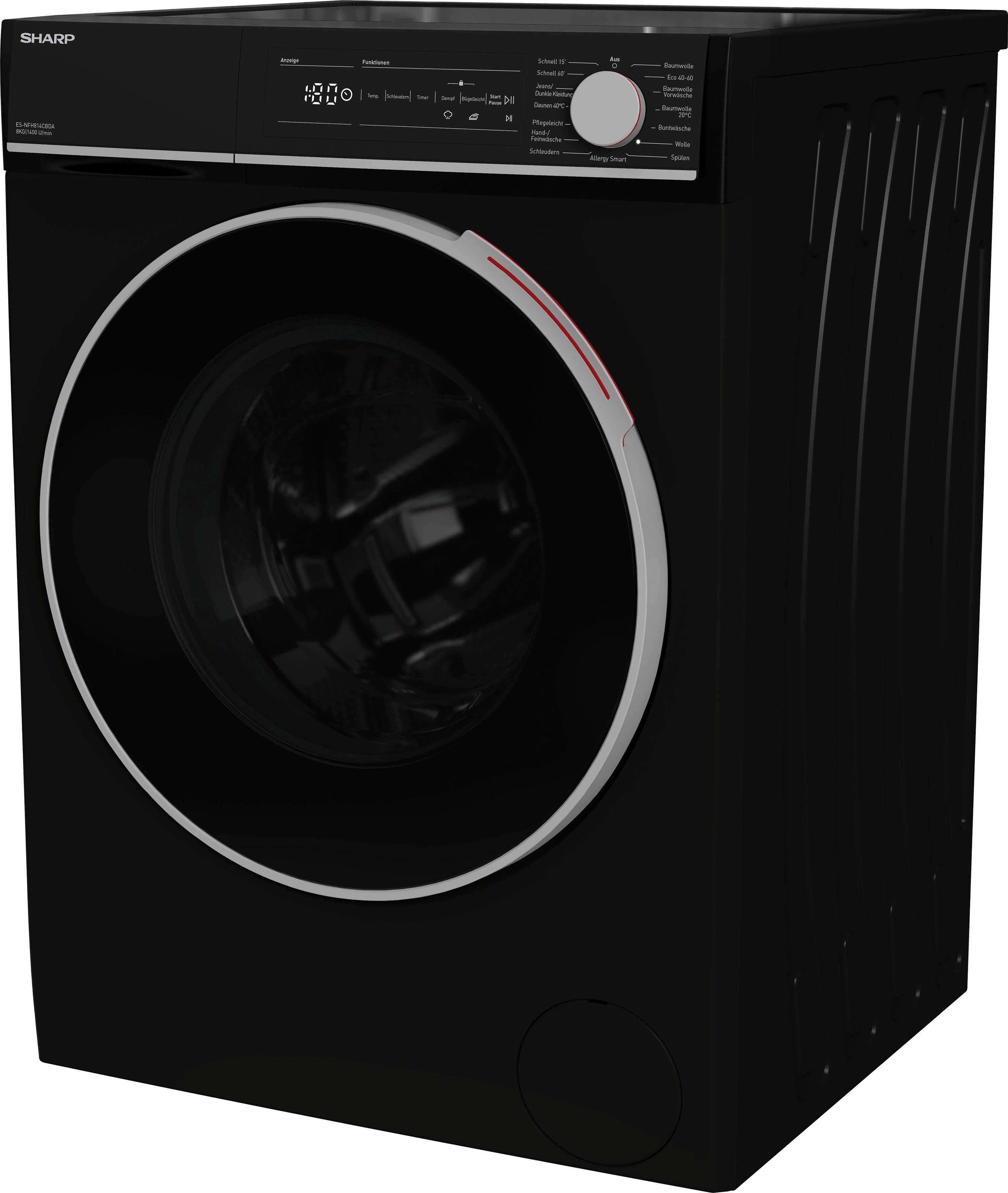 Sharp Waschmaschine ES-NFH814CBDA-DE, 8 kg, 1400 U/min
