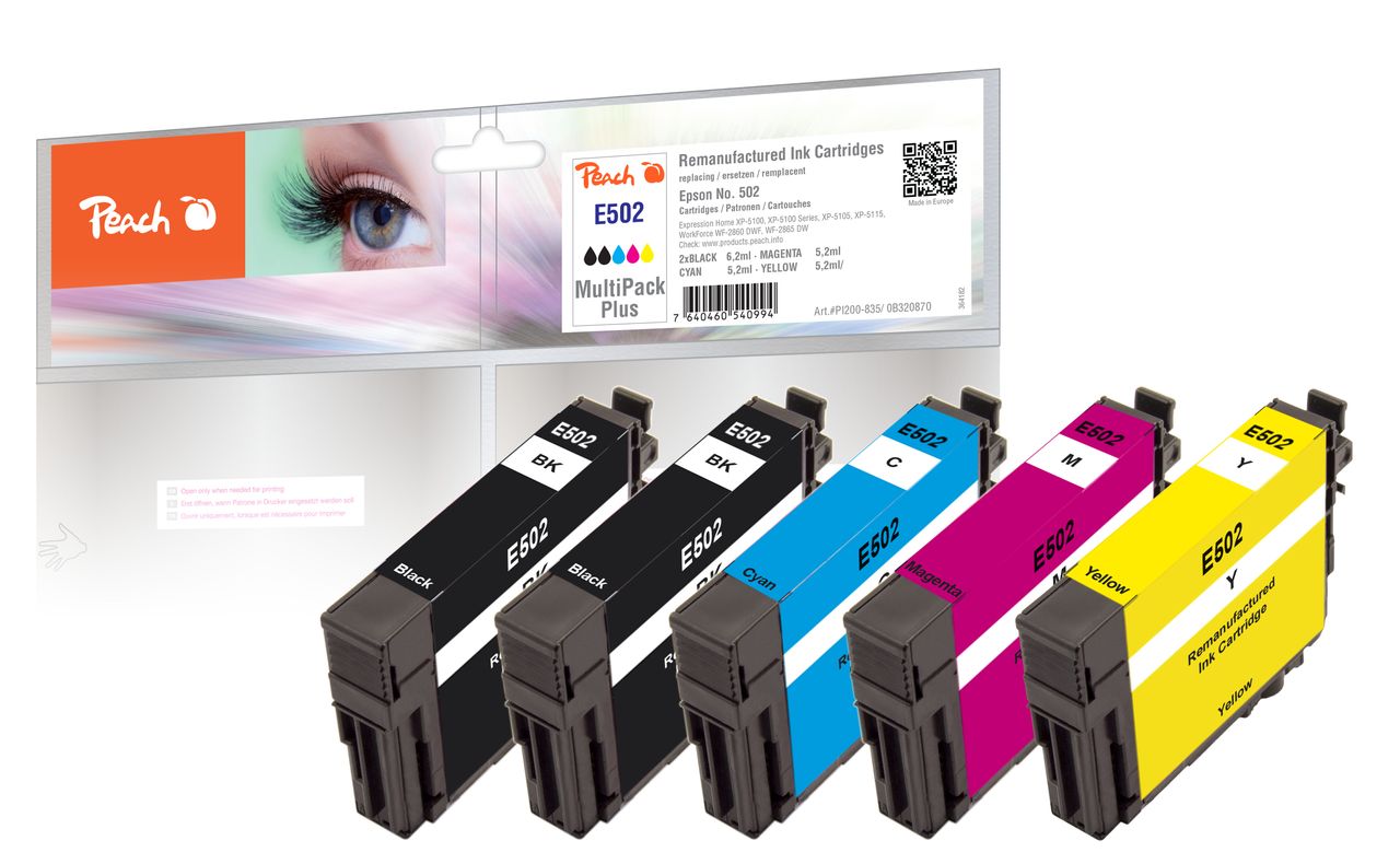 Peach Spar Pack Plus Tintenpatronen ersetzt Epson No. 502