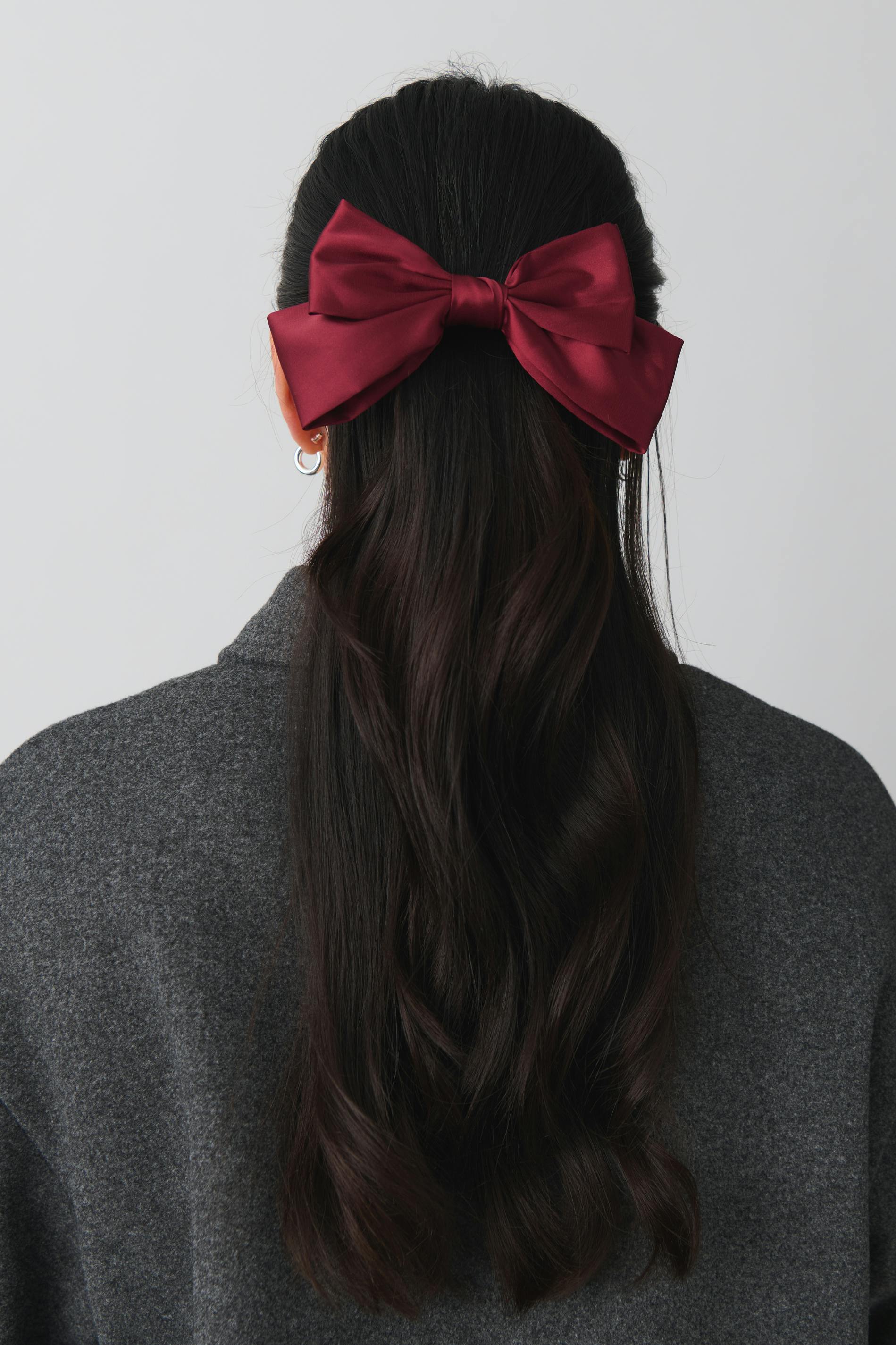 Satin bow hair clip