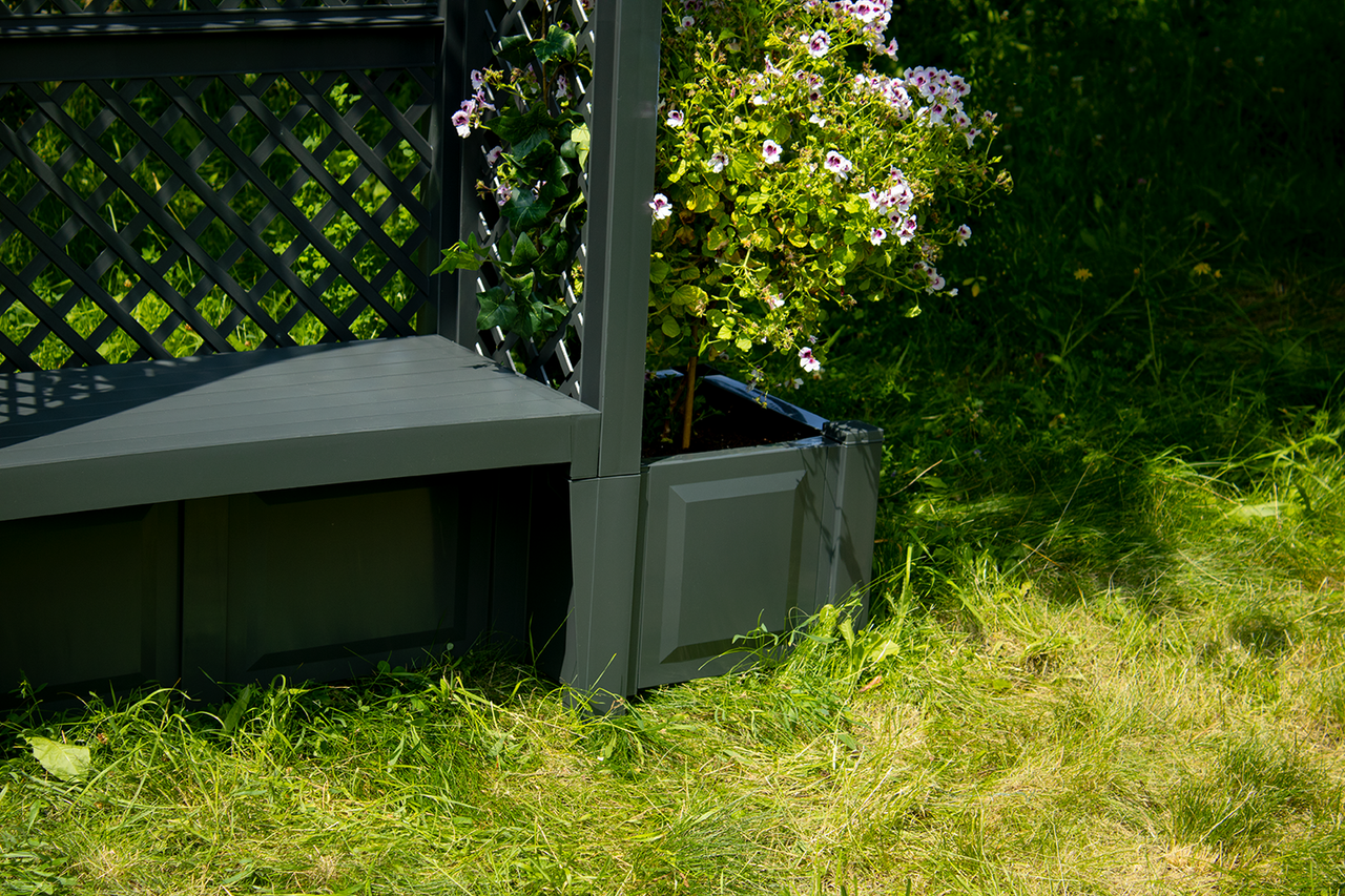 KHW KHW Gartenbank Amsterdam mit 2 Pflanzkästen, Rosenbogen und Spalier, anthrazit