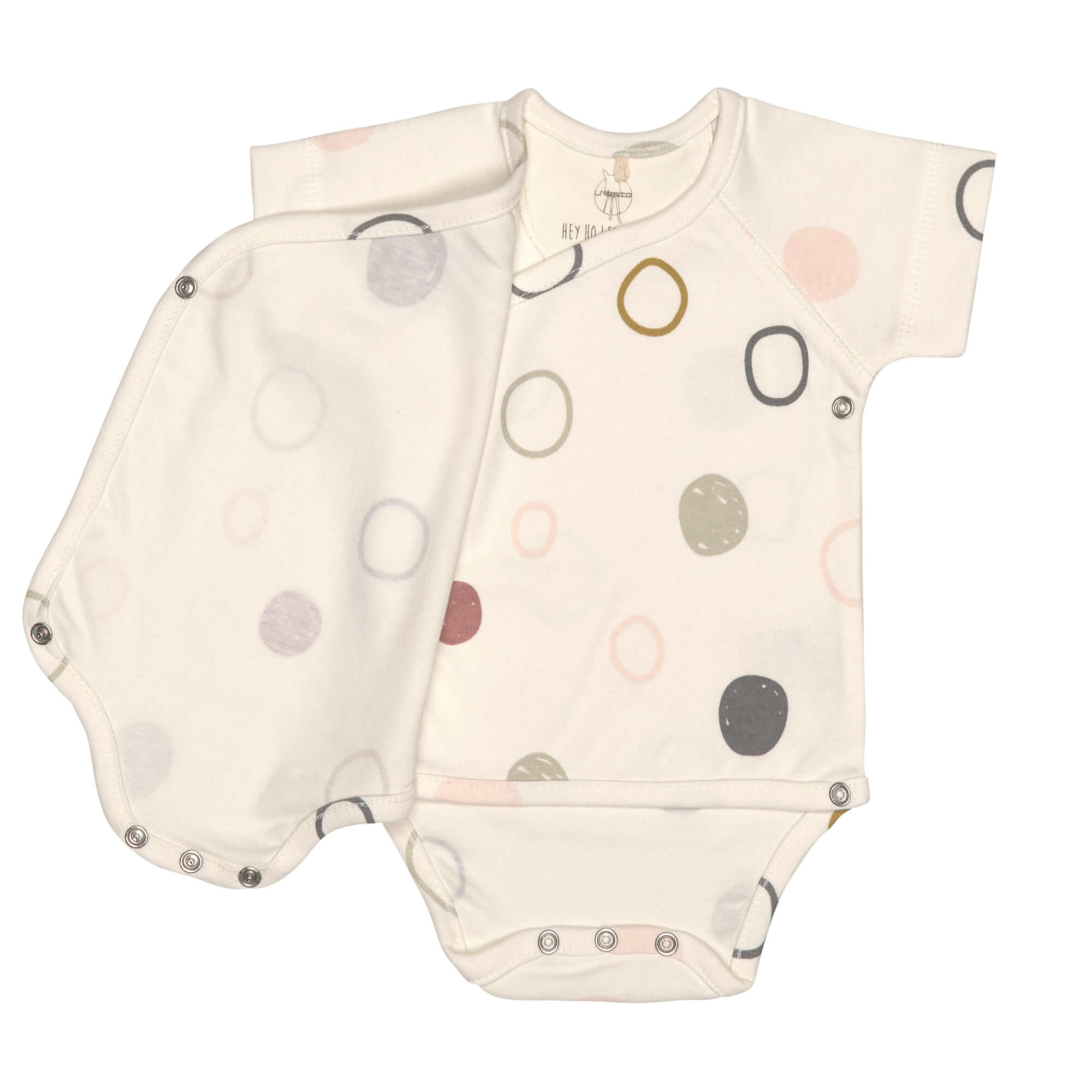 Baby Wickelbody kurzarm - Bio Baumwolle, Kreise, Beige