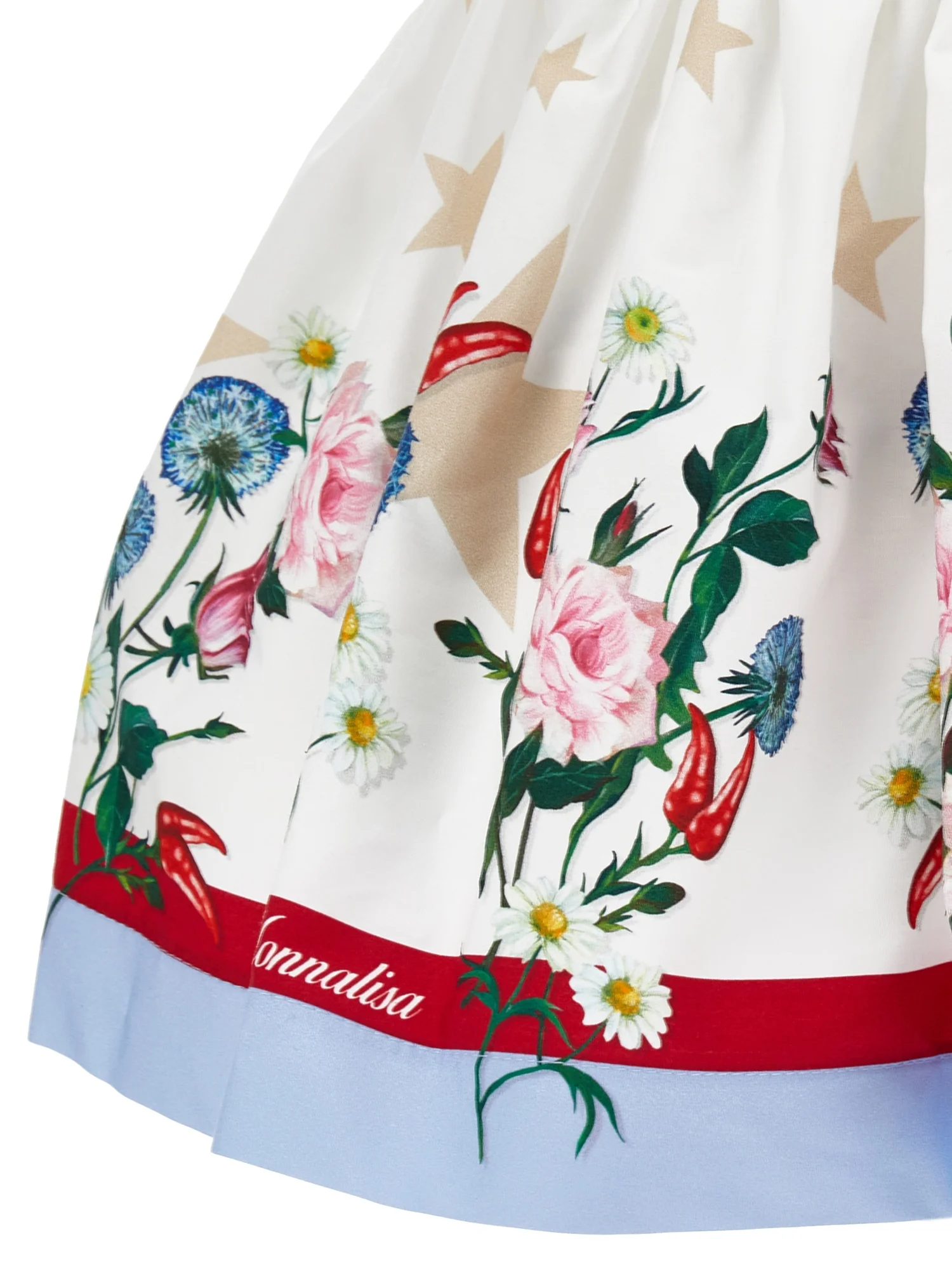 Monnalisa FALDA CON VOLANTES, ESTRELLAS Y ESTAMPADO DE FLORES - Falda acampanada