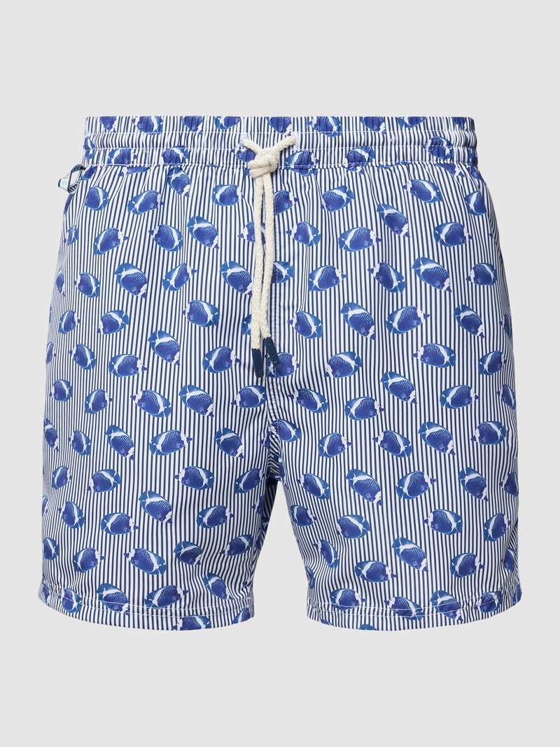 Badehose mit Label-Patch in marineblau