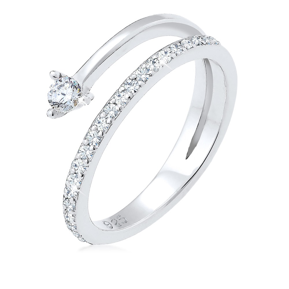Elli Elli Bague Femme Motif de Flèche avec Cristaux de Zircone et Cristaux en Argent S Bague