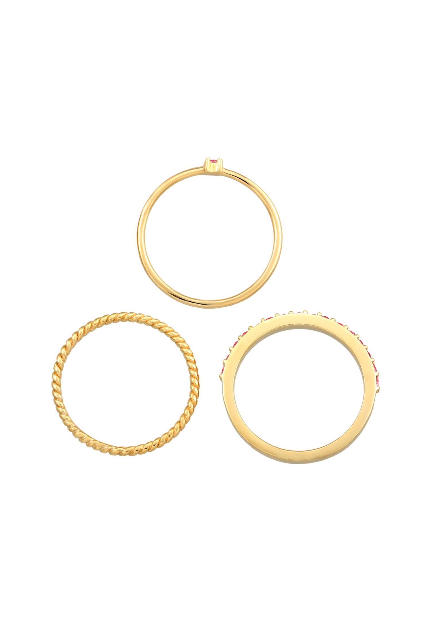 Ensemble de bijoux pour femmes Elli avec cristaux multicolores étincelants, en argent sterling 925 plaqué or.