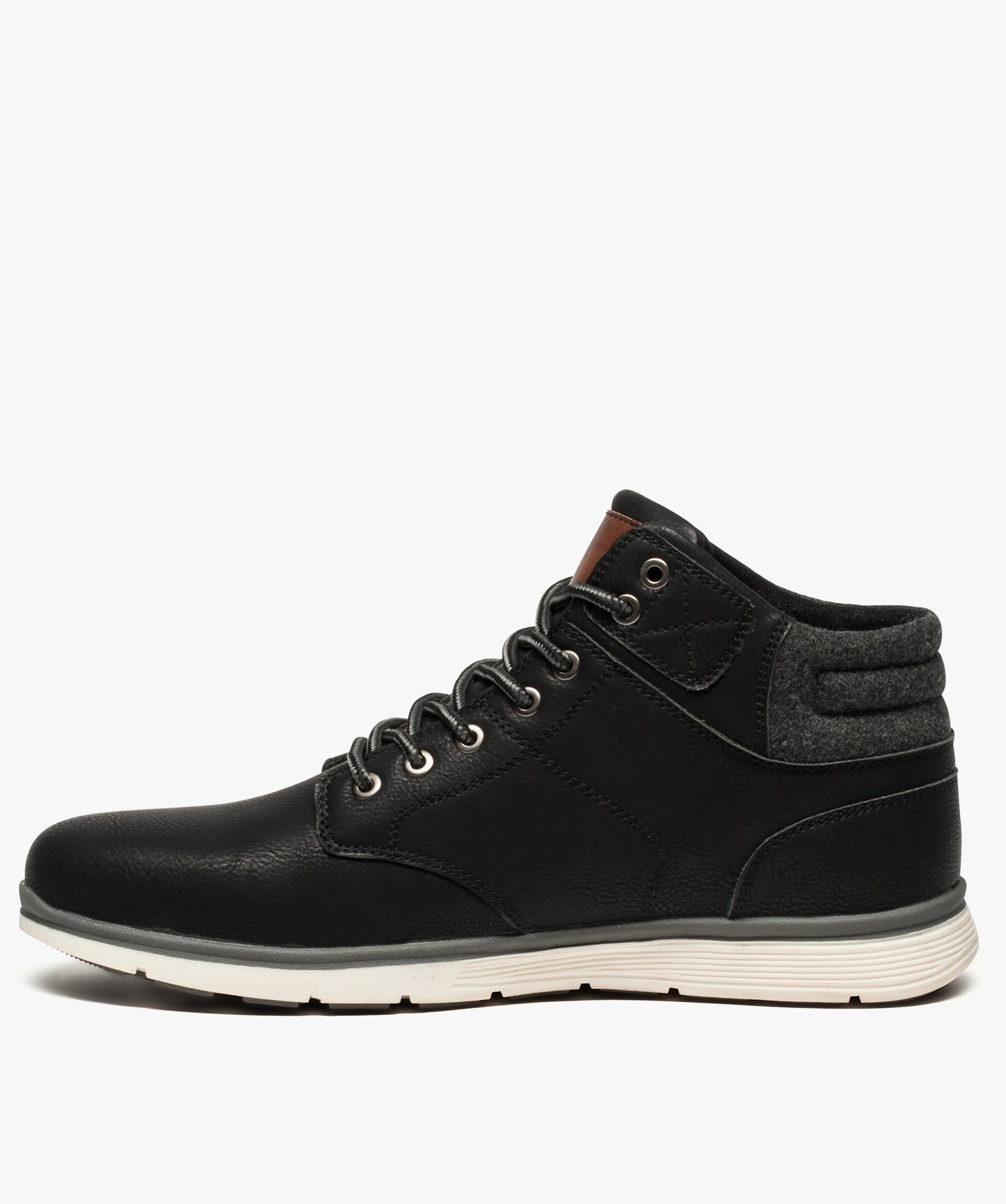Baskets homme semi-montantes avec col rembourré en tissu noir | GEMO