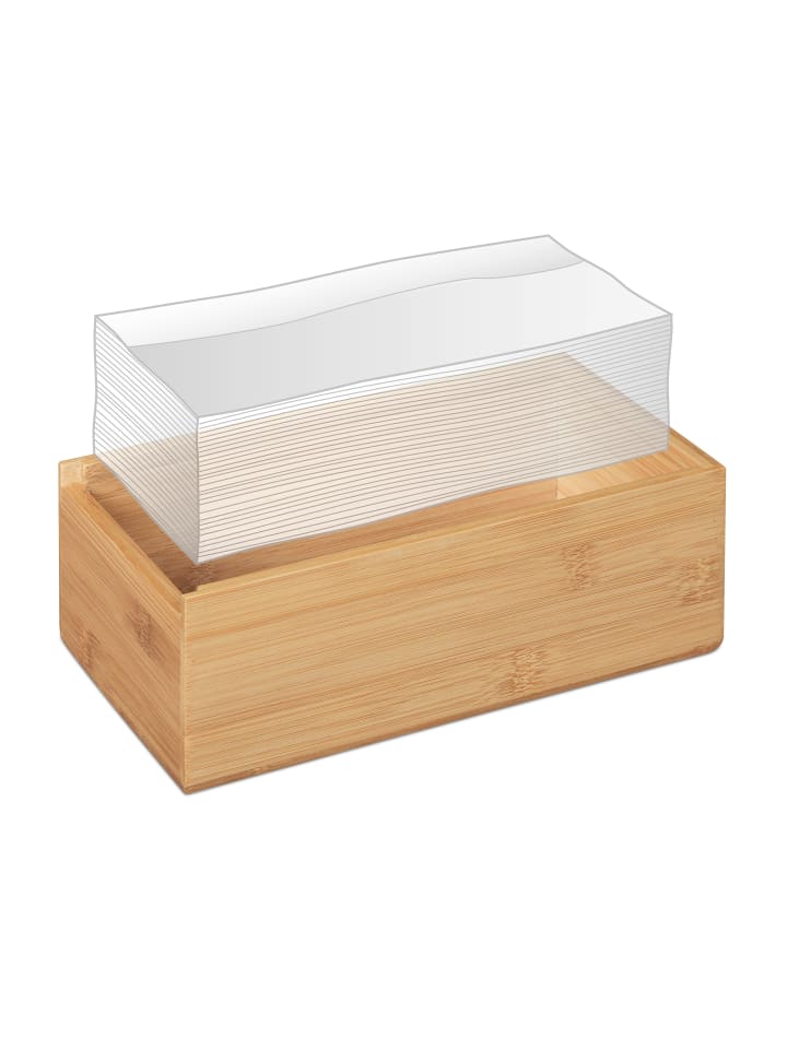 relaxdays Kosmetiktücherbox in Natur - (B)24,5 x (H)8,5 x (T)13,5 cm günstig kaufen onesize