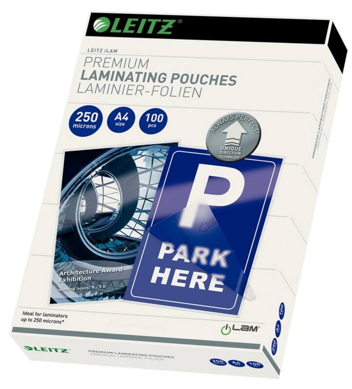 Leitz iLAM Premium Laminierfolien DIN A4 Glänzend 250 Mikron (2 x 250) Transparent 100 Stück