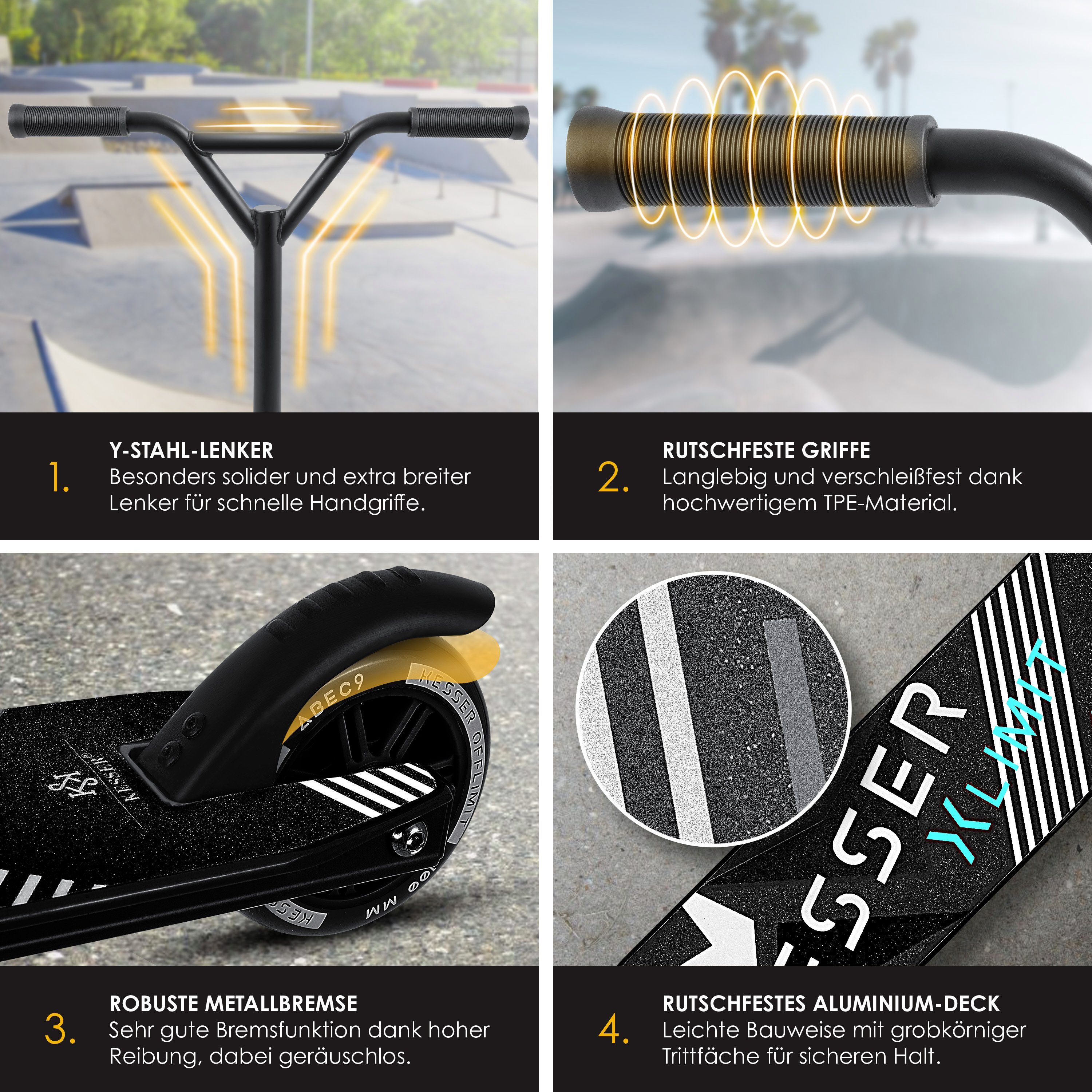 KESSER Stuntscooter, Scooter Funscooter Stuntscooter X-Limit 360° Lenkung