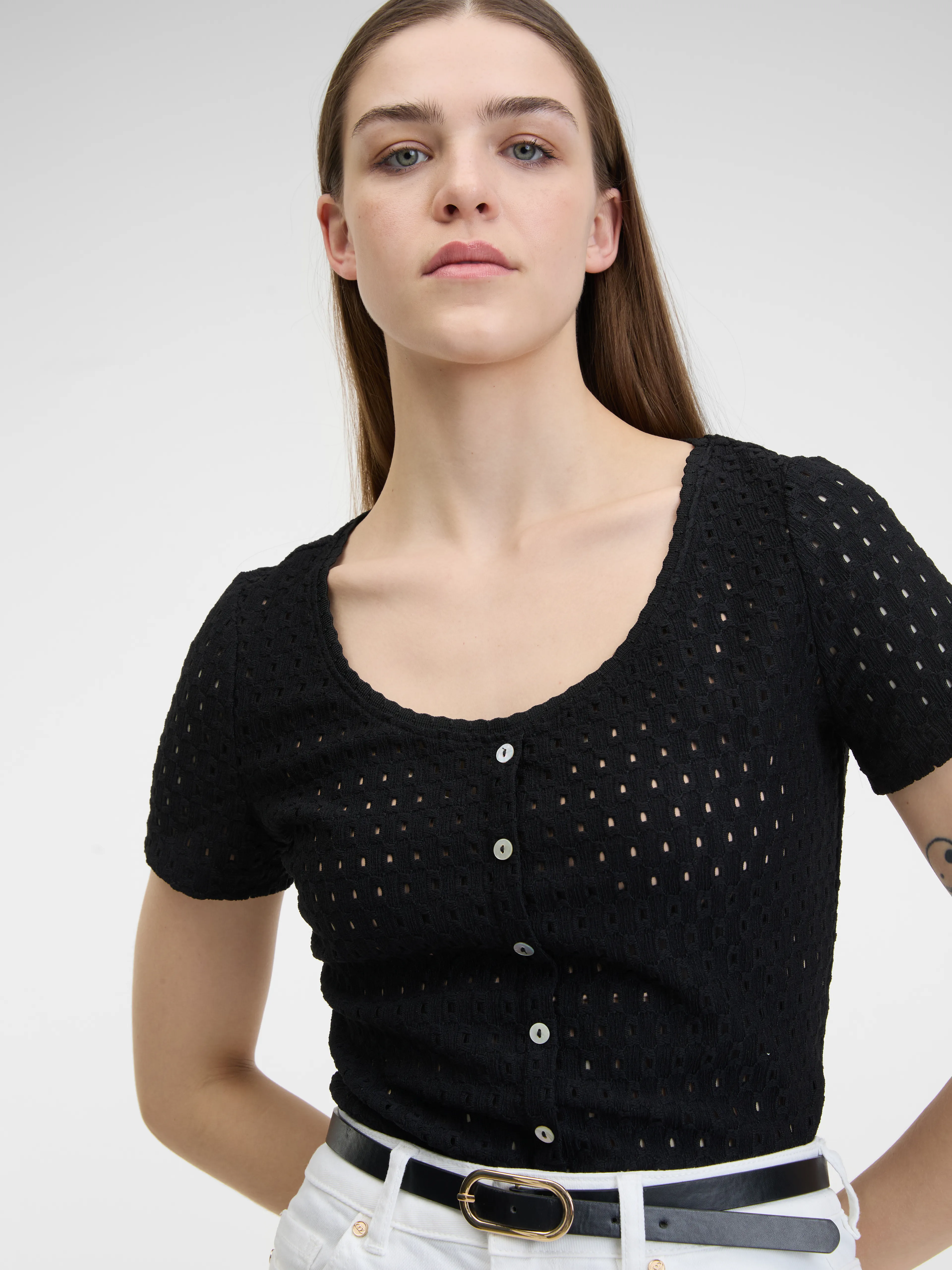 Schwarzes Damen-T-Shirt ORSAY