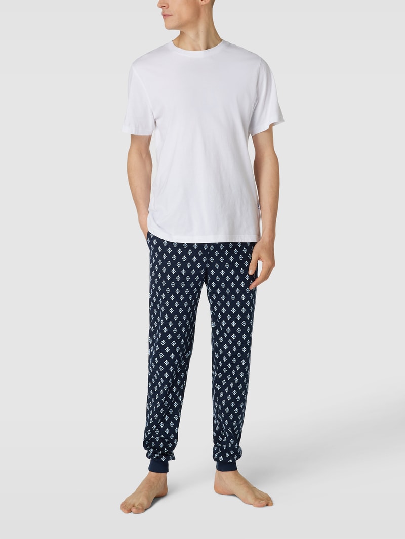 Pyjama-Hose mit Allover-Muster in dunkelblau