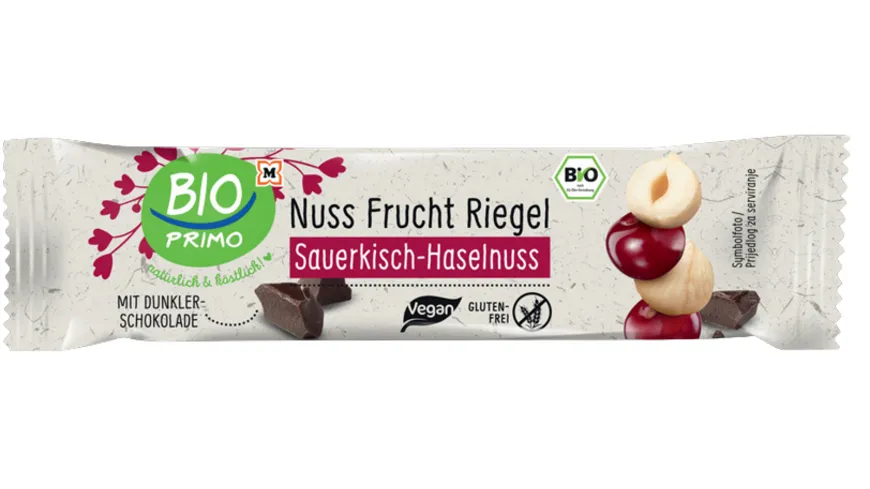 BIO PRIMO Bio Nuss Frucht Riegel Sauerkirsch-Haselnuss 35 g